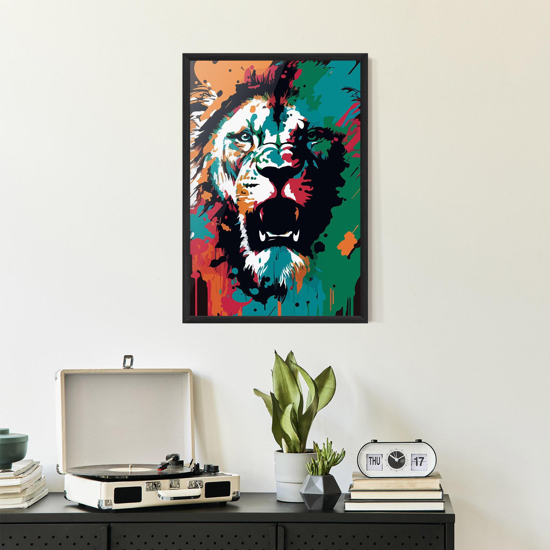 Gerahmte Poster Blue Green Lion mockup 2