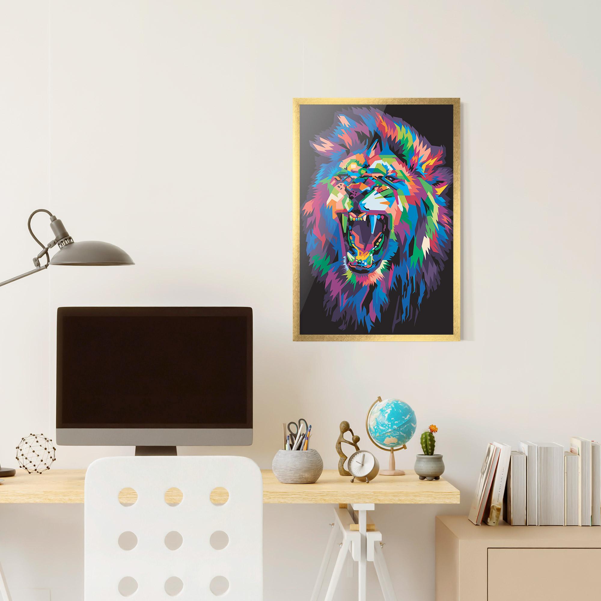 Gerahmte Poster Colorful Lion Head mockup 6