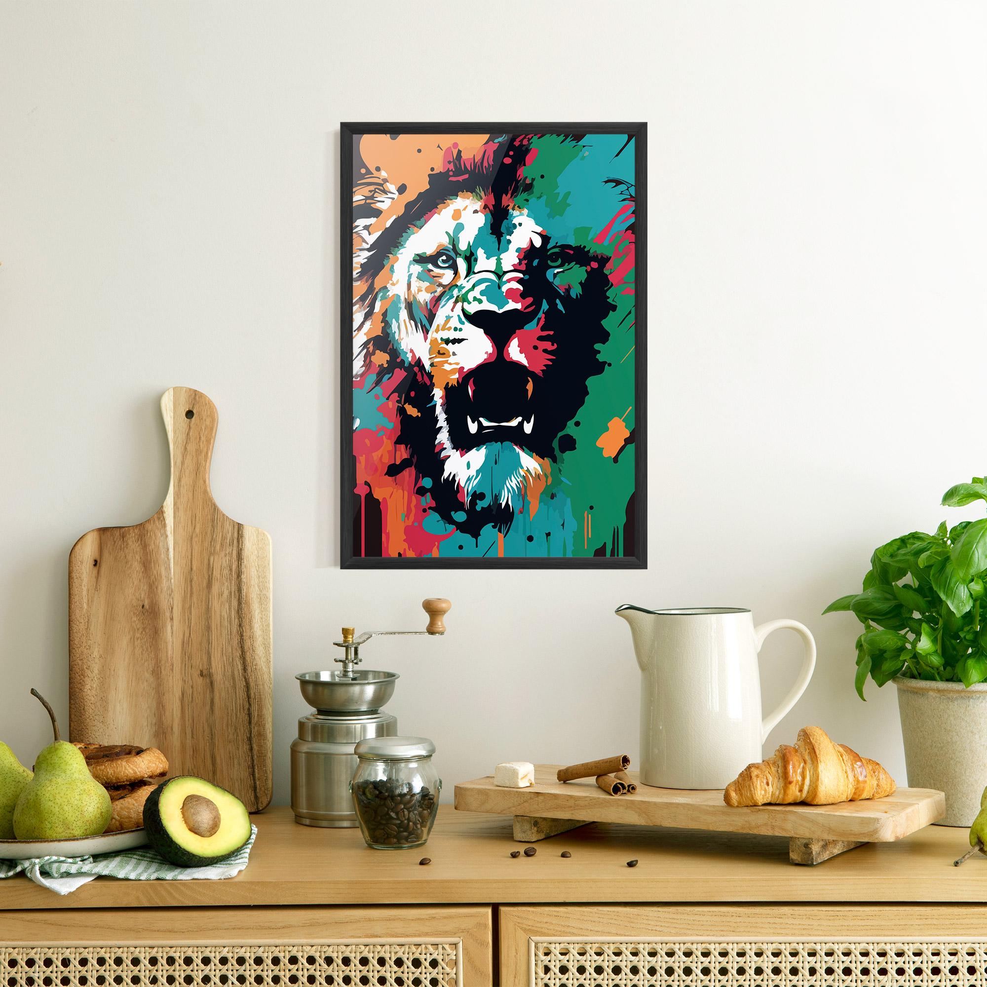 Gerahmte Poster Blue Green Lion mockup 8