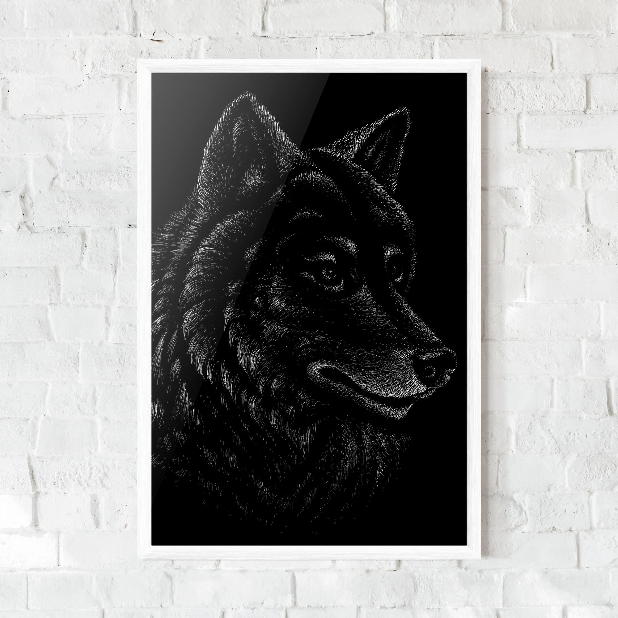 Gerahmte Poster Wolf Shillouette Head mockup 0