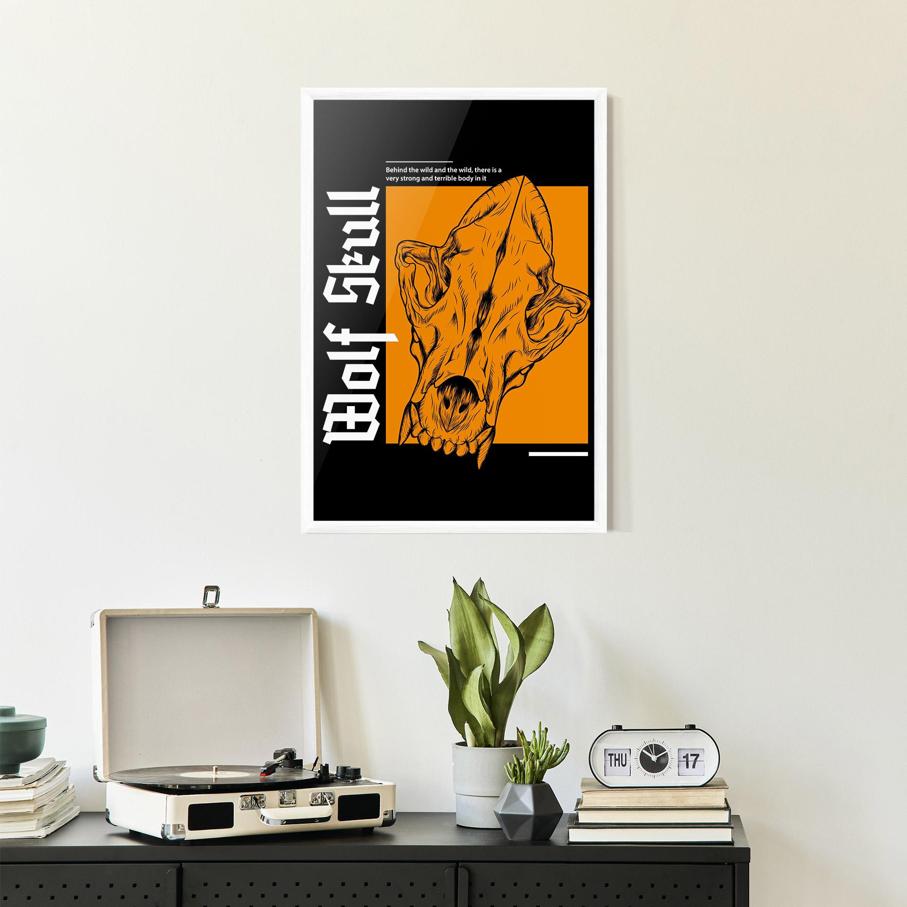 Gerahmte Poster Wolf Skull mockup 2
