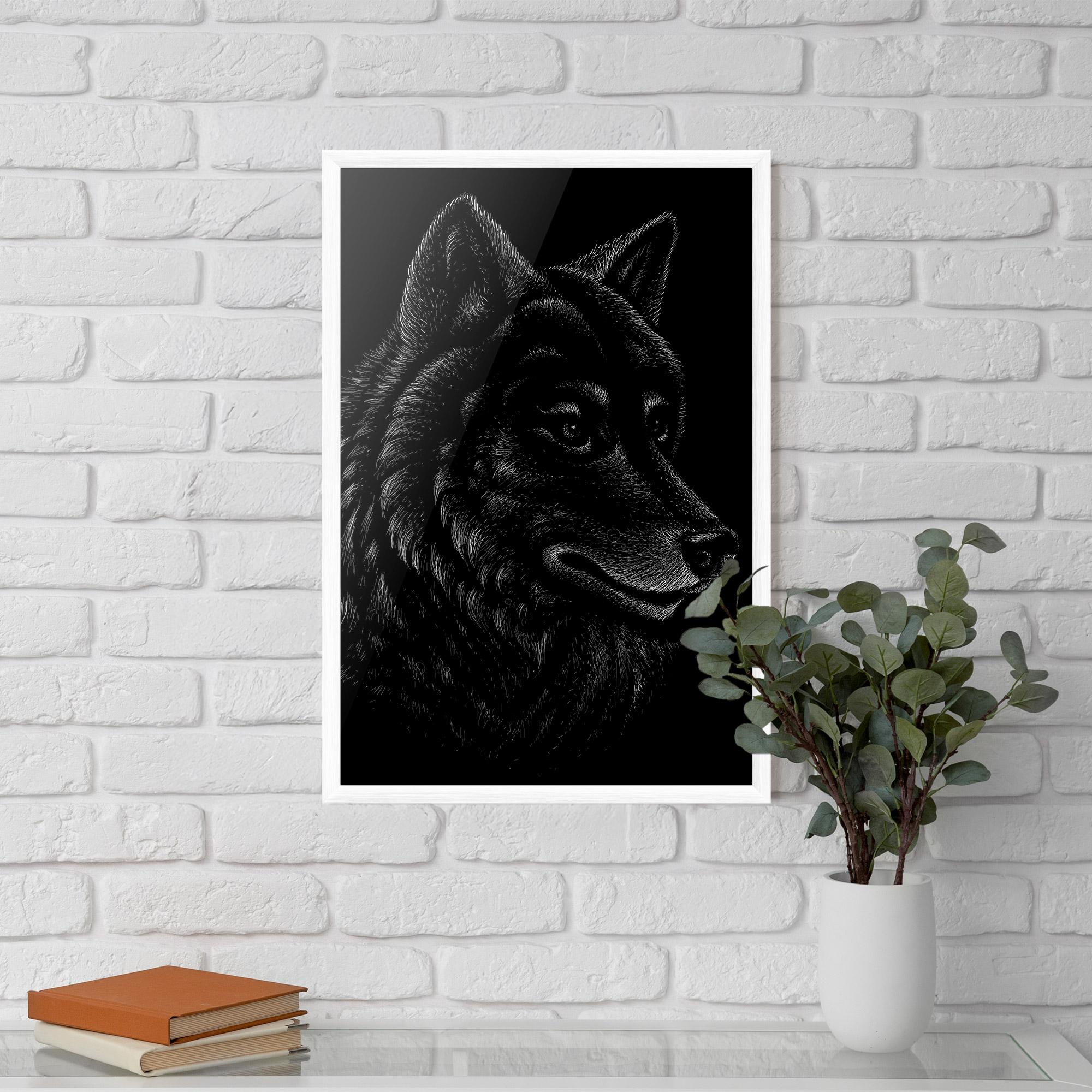 Gerahmte Poster Wolf Shillouette Head mockup 5
