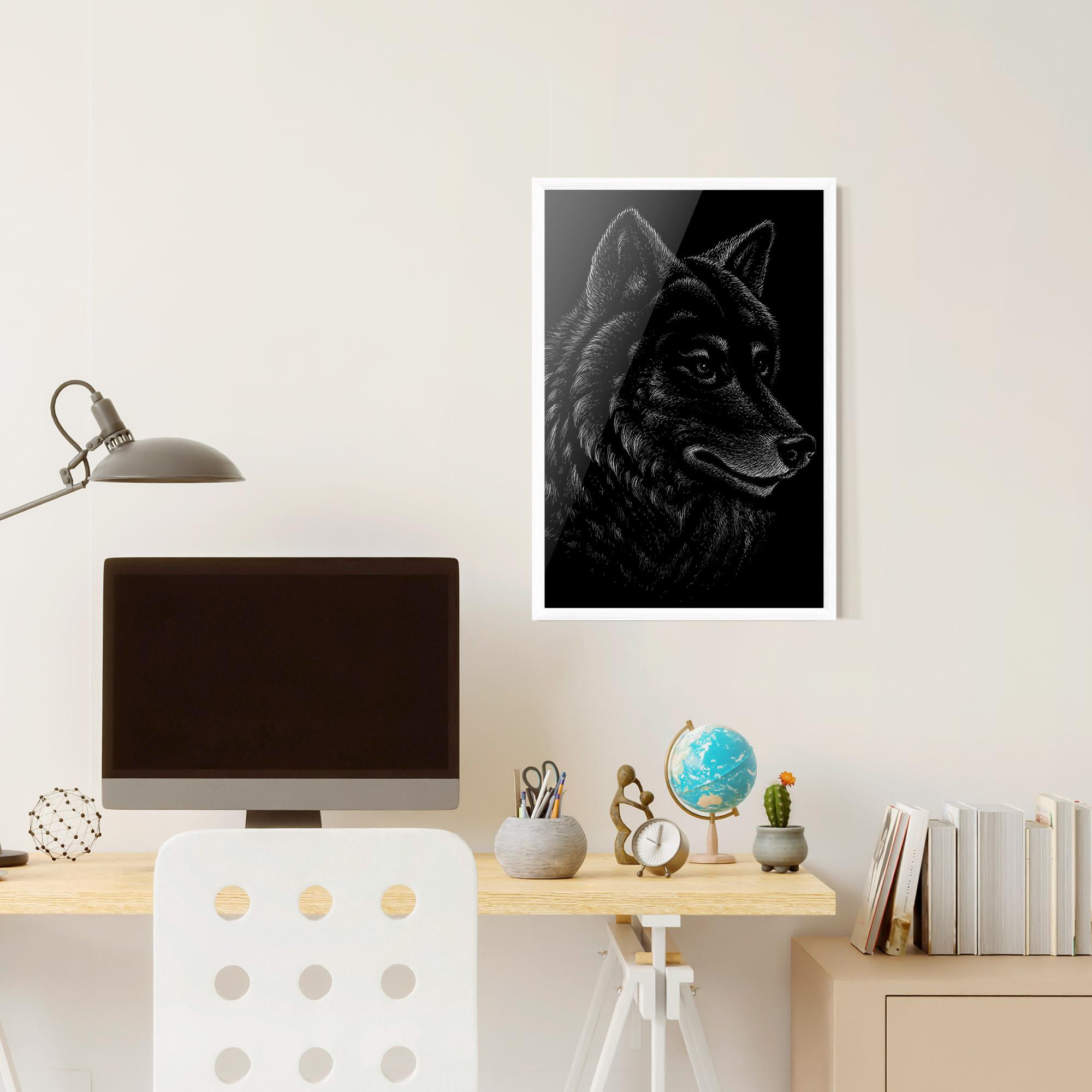 Gerahmte Poster Wolf Shillouette Head mockup 6