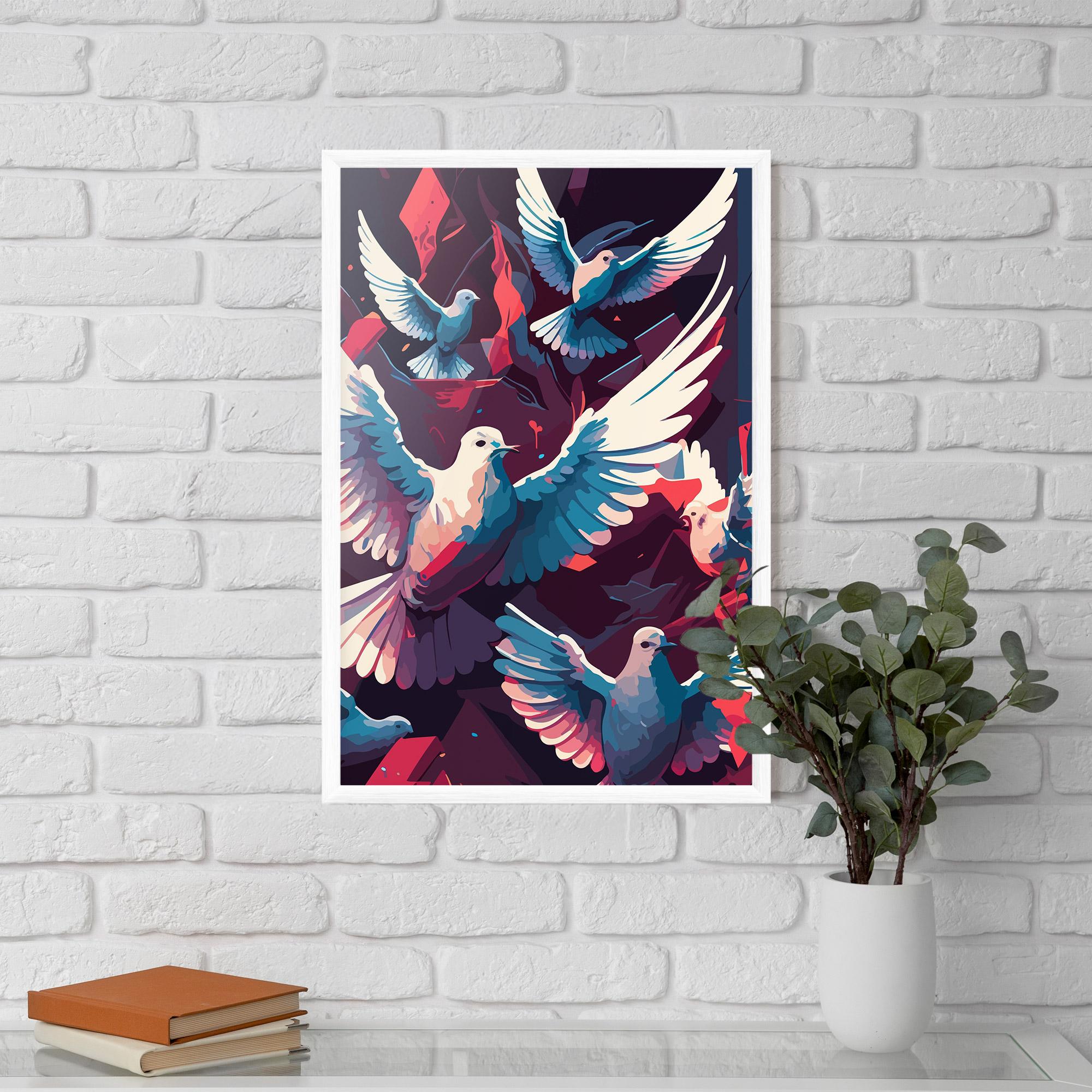Gerahmte Poster Pretty Dove Family mockup 5