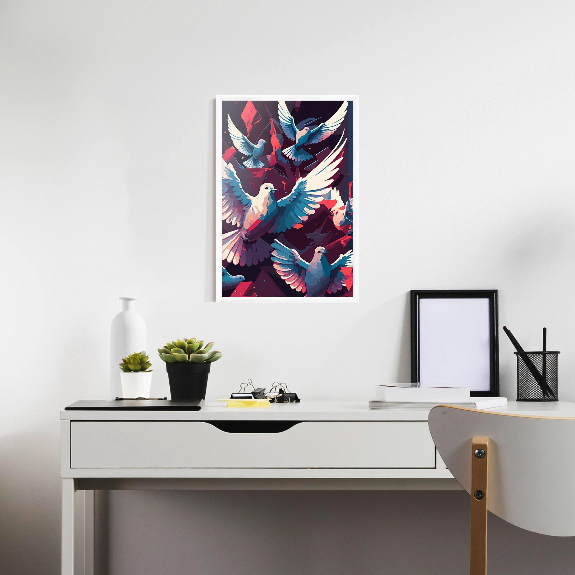 Gerahmte Poster Pretty Dove Family mockup 7