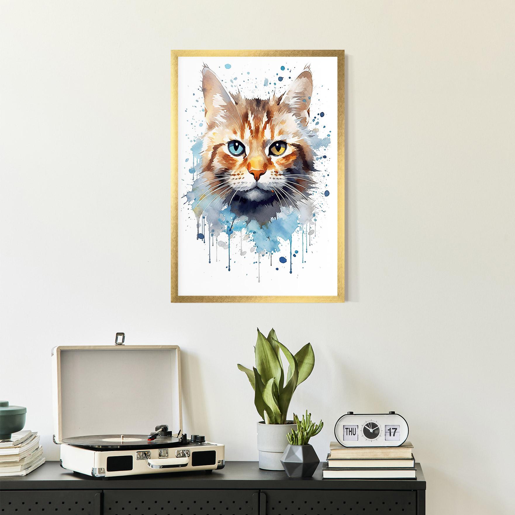 Gerahmte Poster Orange Blue Eyes Cat mockup 2
