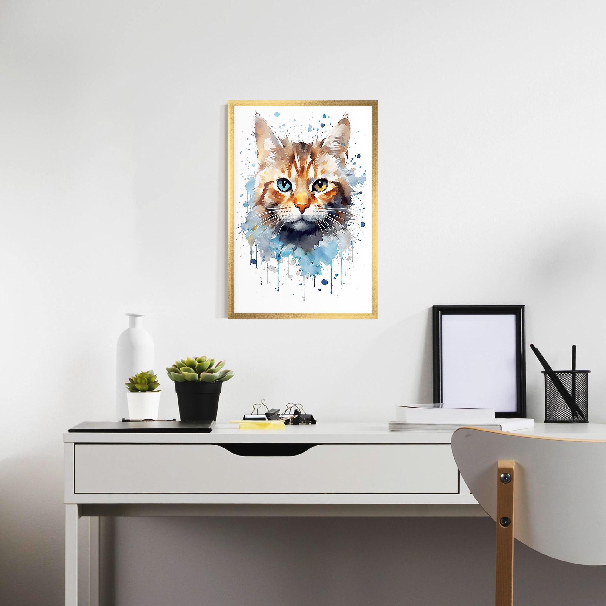 Gerahmte Poster Orange Blue Eyes Cat mockup 7