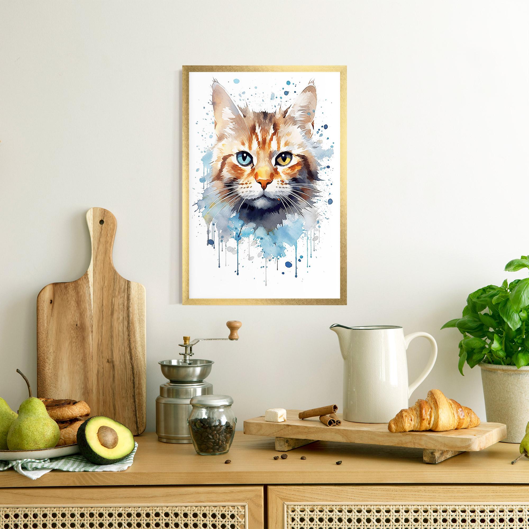Gerahmte Poster Orange Blue Eyes Cat mockup 8