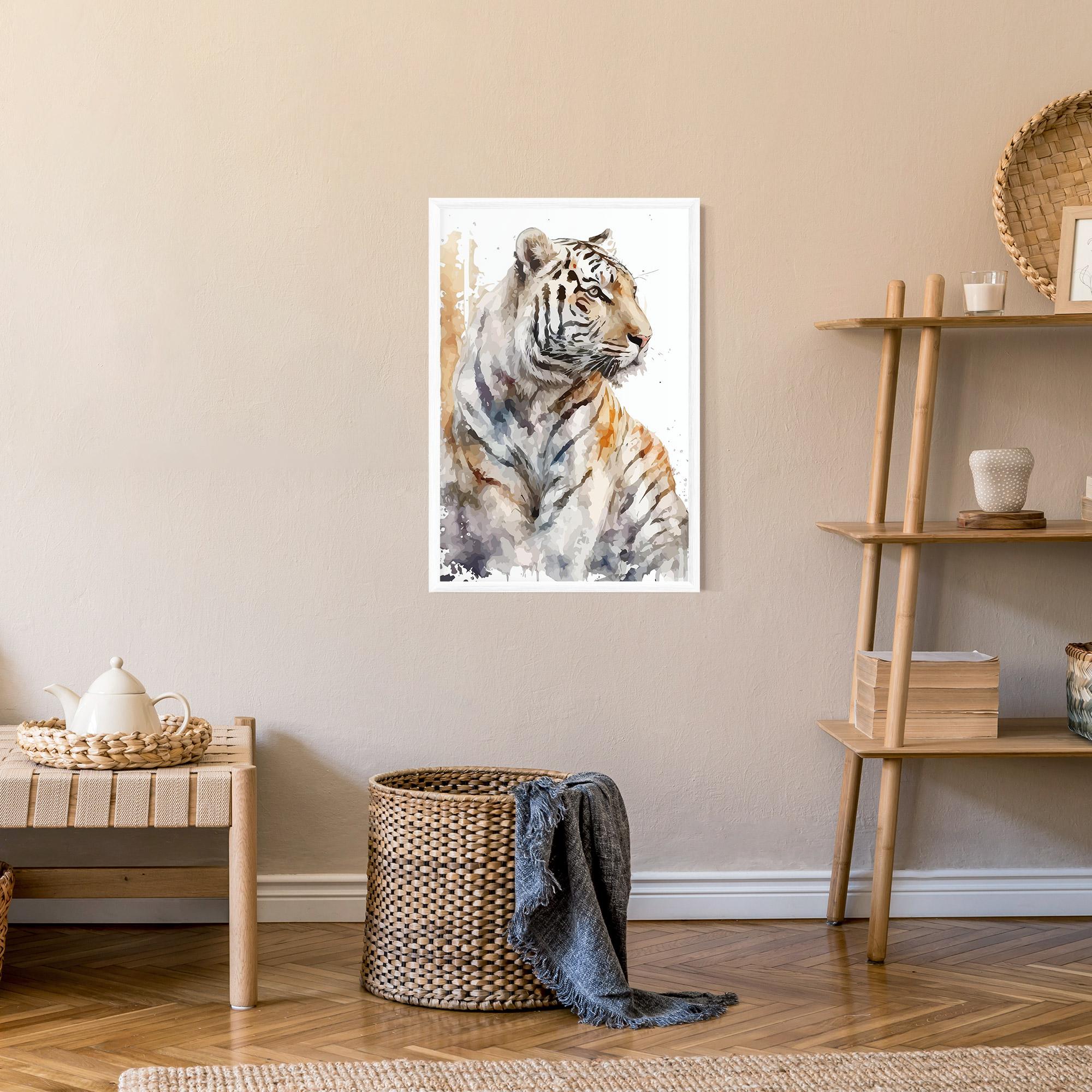 Gerahmte Poster White Tiger Art mockup 9