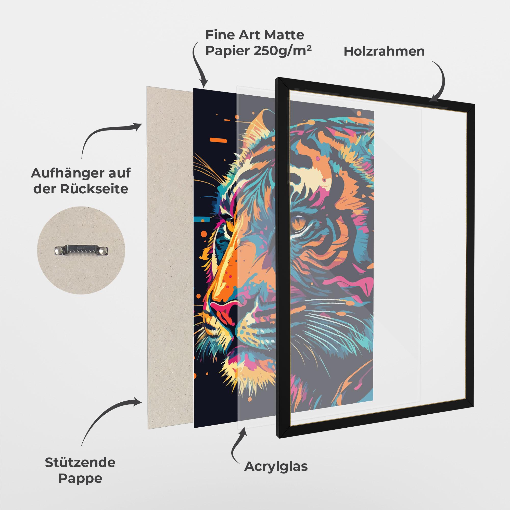 Gerahmte Poster Colorful Tiger mockup 1