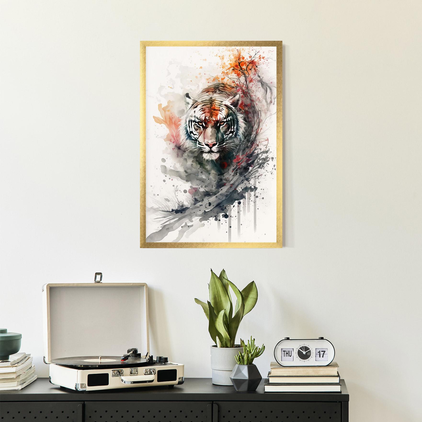 Gerahmte Poster Beautiful Tiger Art mockup 2