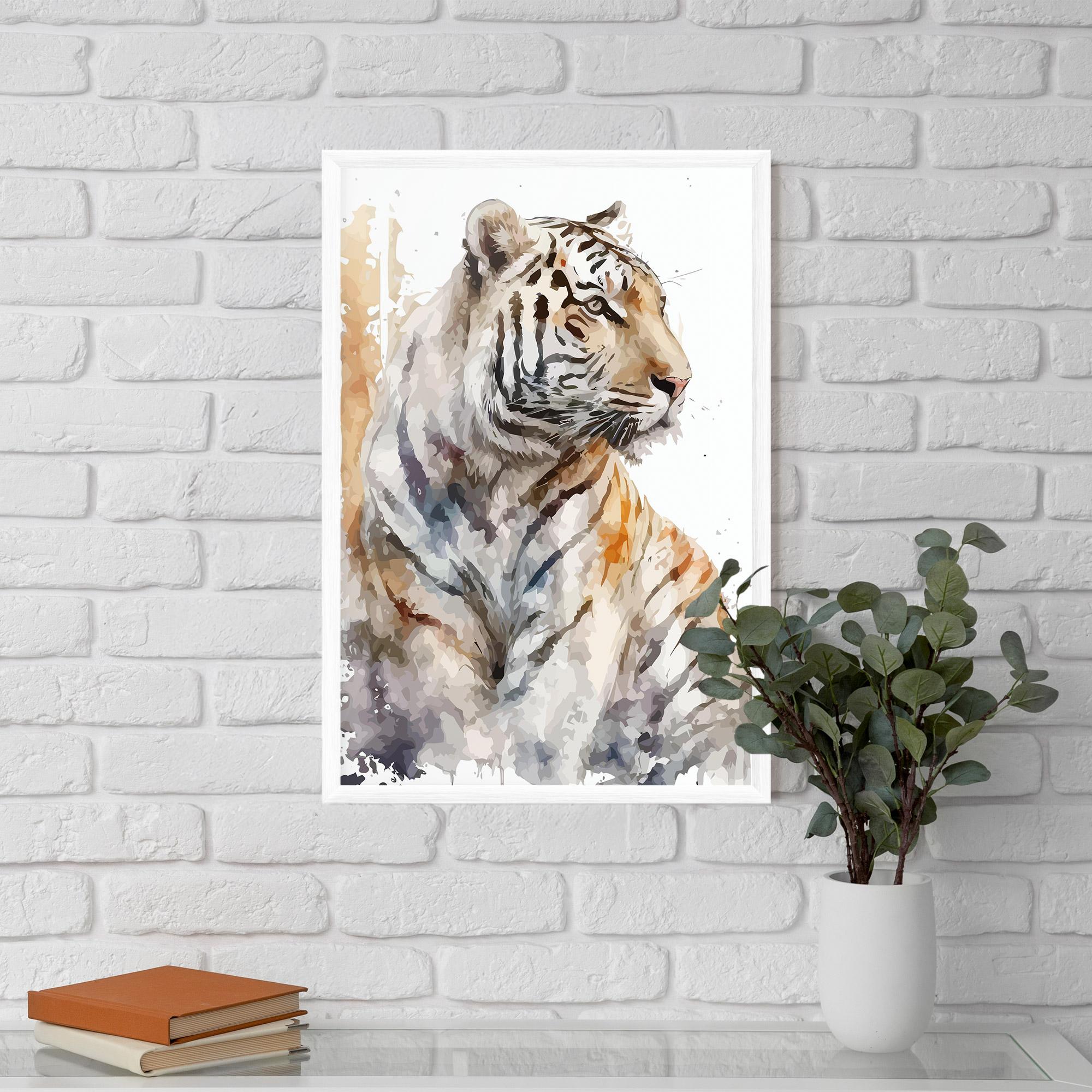 Gerahmte Poster White Tiger Art mockup 5
