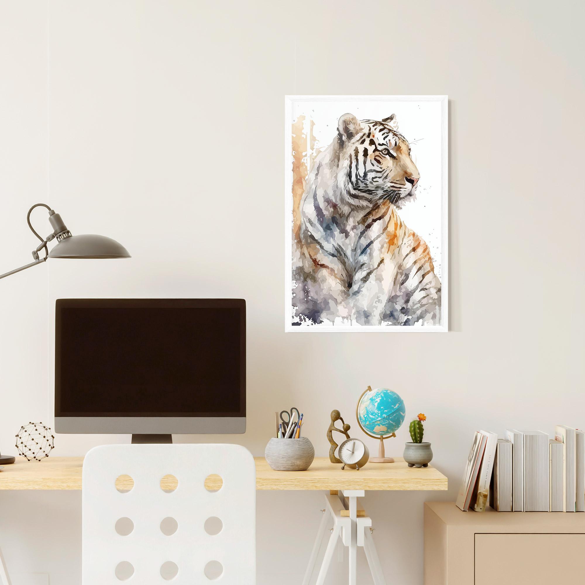 Gerahmte Poster White Tiger Art mockup 6