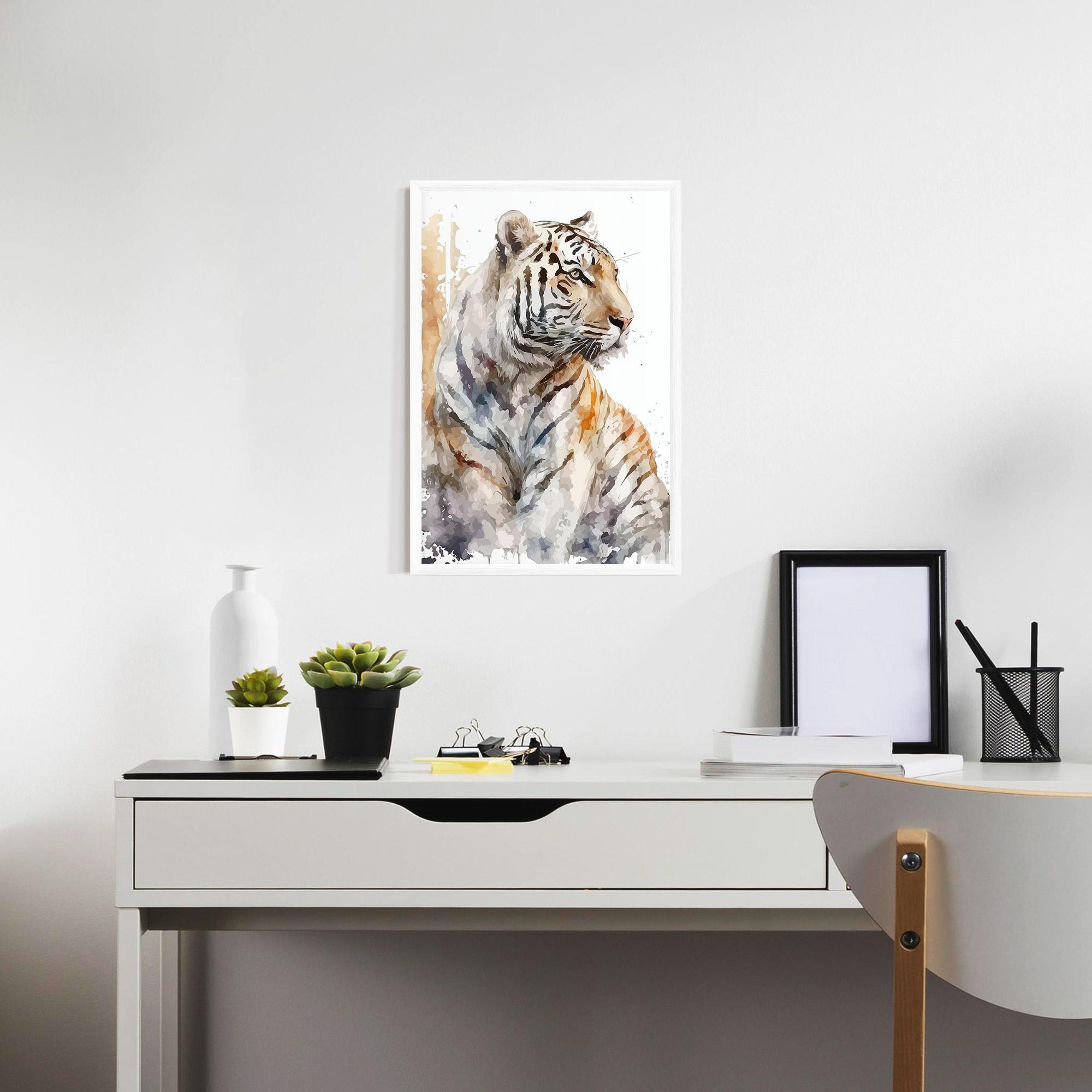 Gerahmte Poster White Tiger Art mockup 7