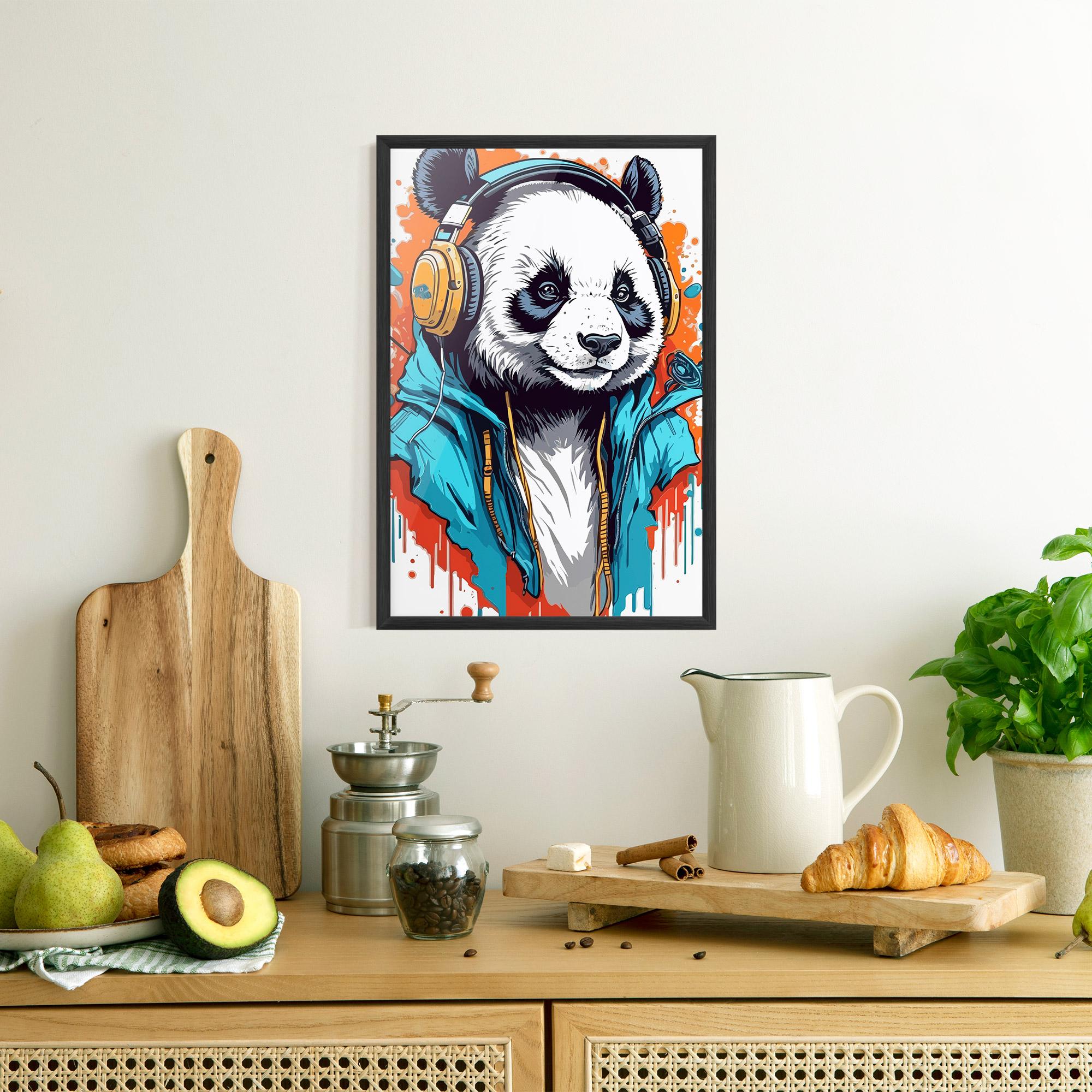 Gerahmte Poster Music Panda mockup 8