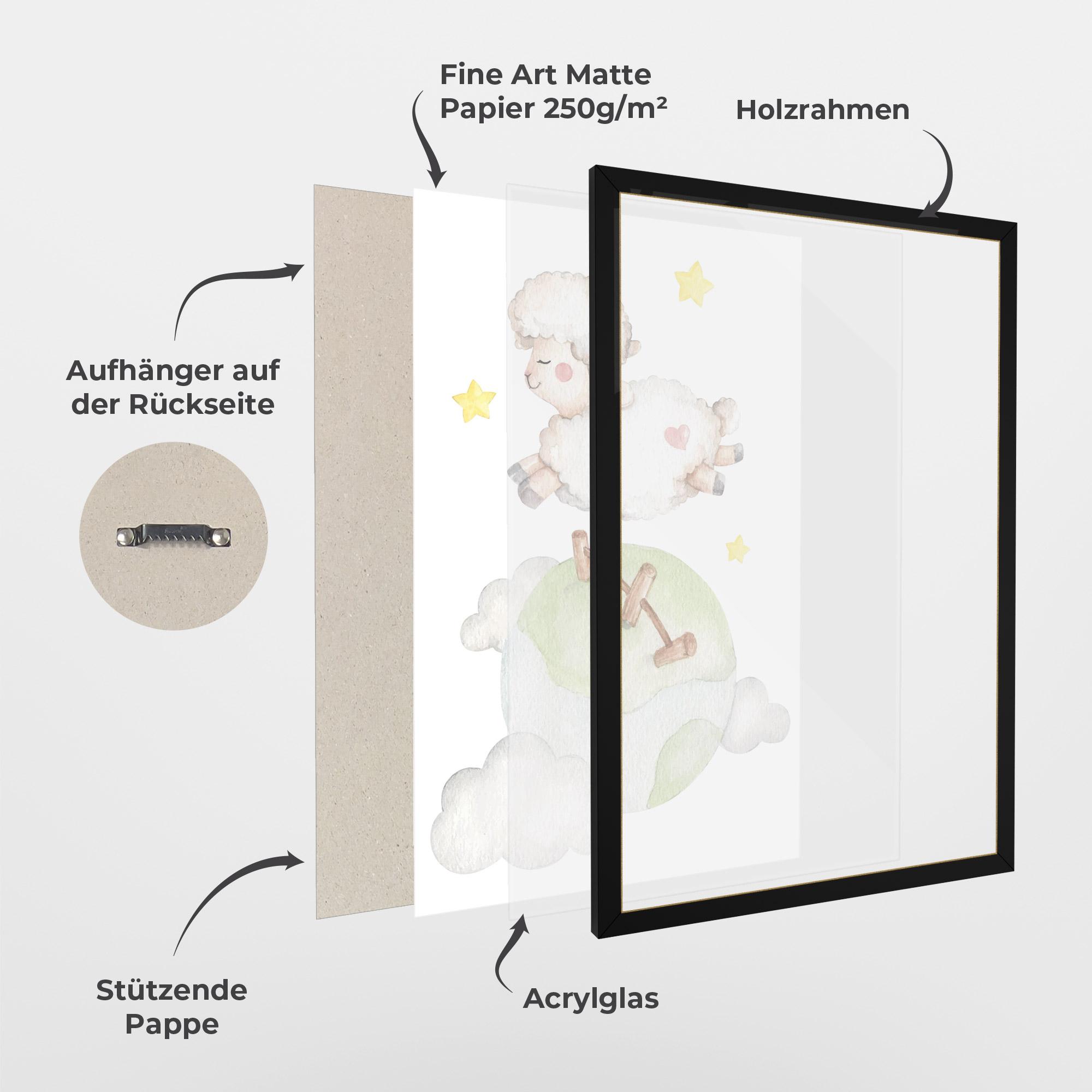 Gerahmte Poster Sheep Jump mockup 1