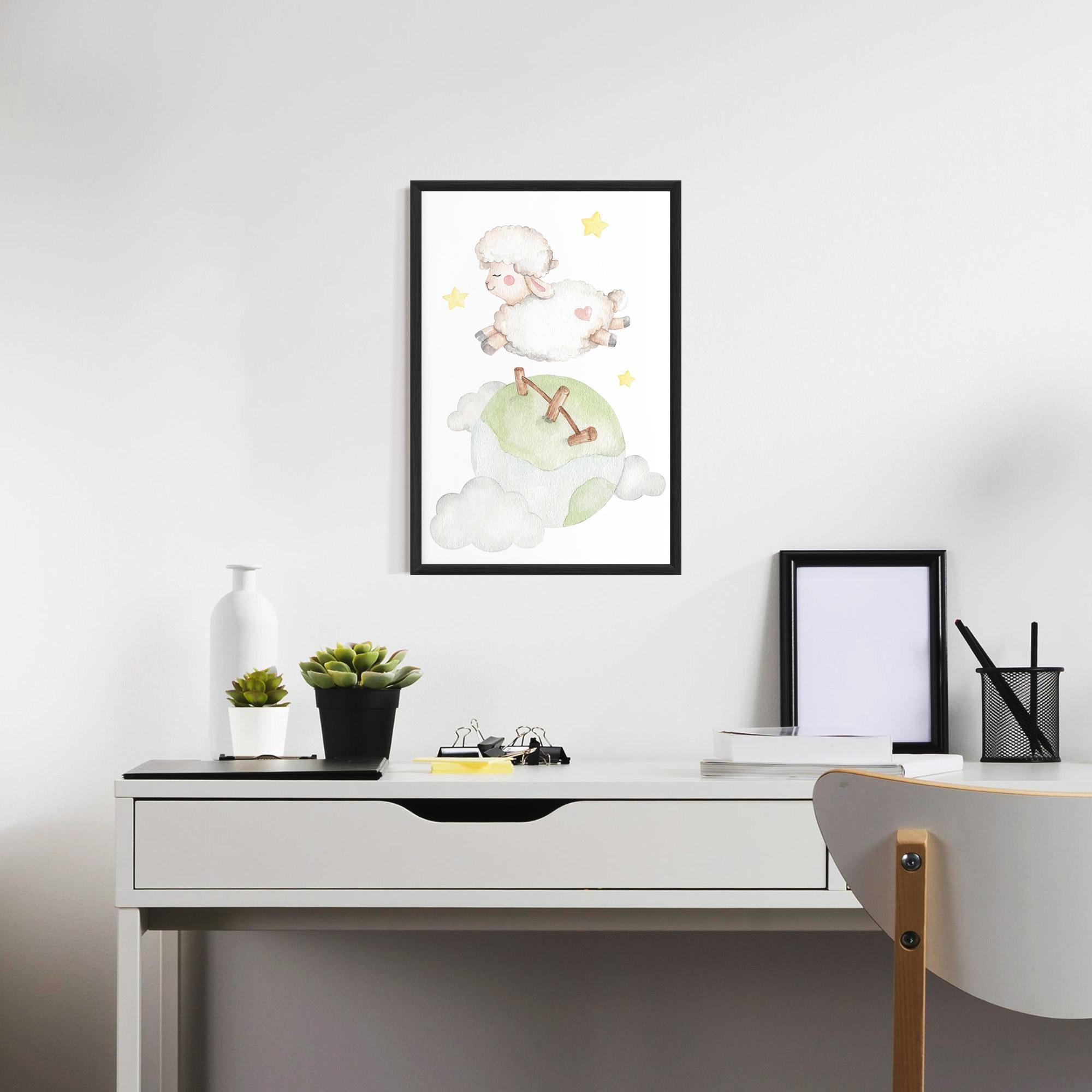 Gerahmte Poster Sheep Jump mockup 7