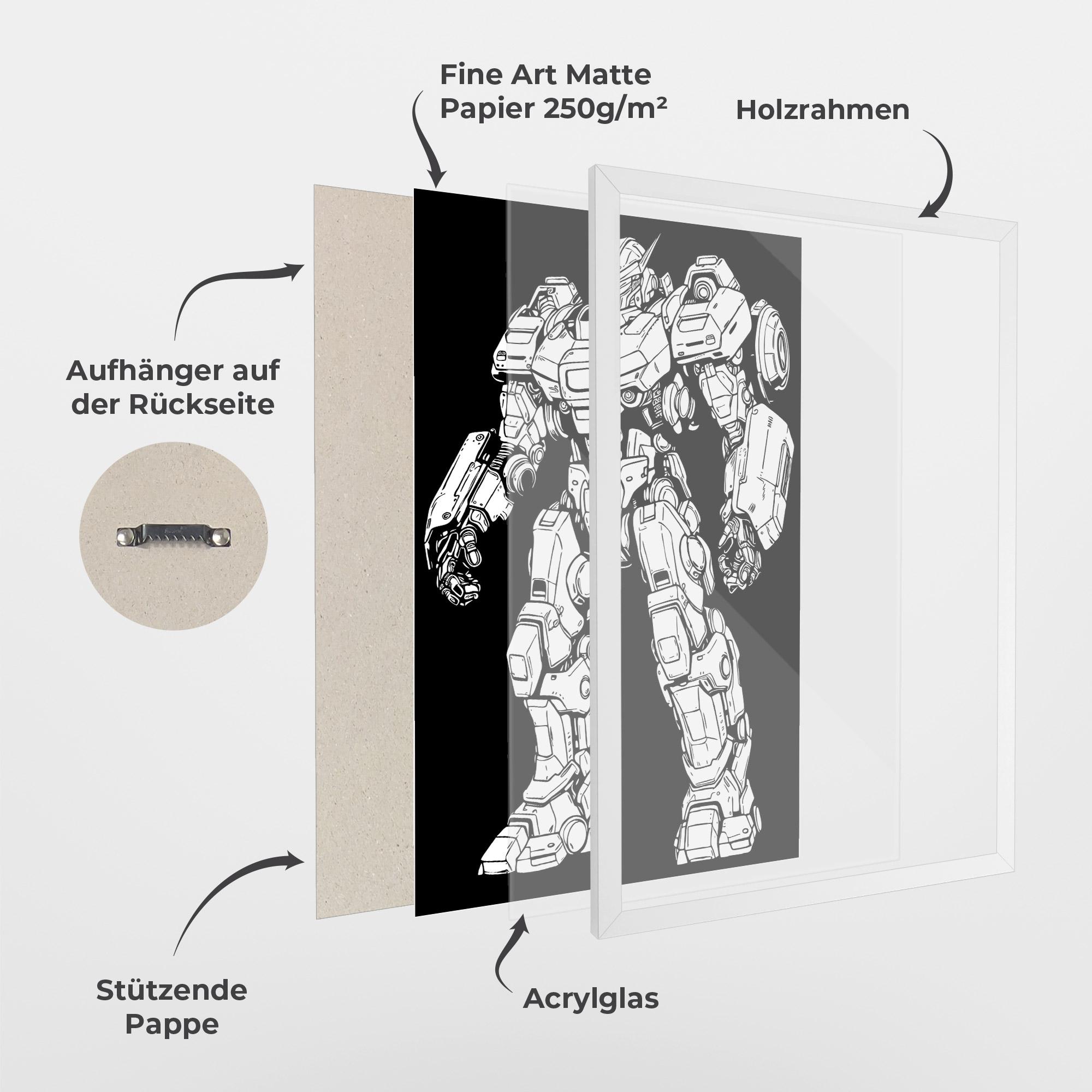 Gerahmte Poster Battlefield Robot mockup 1