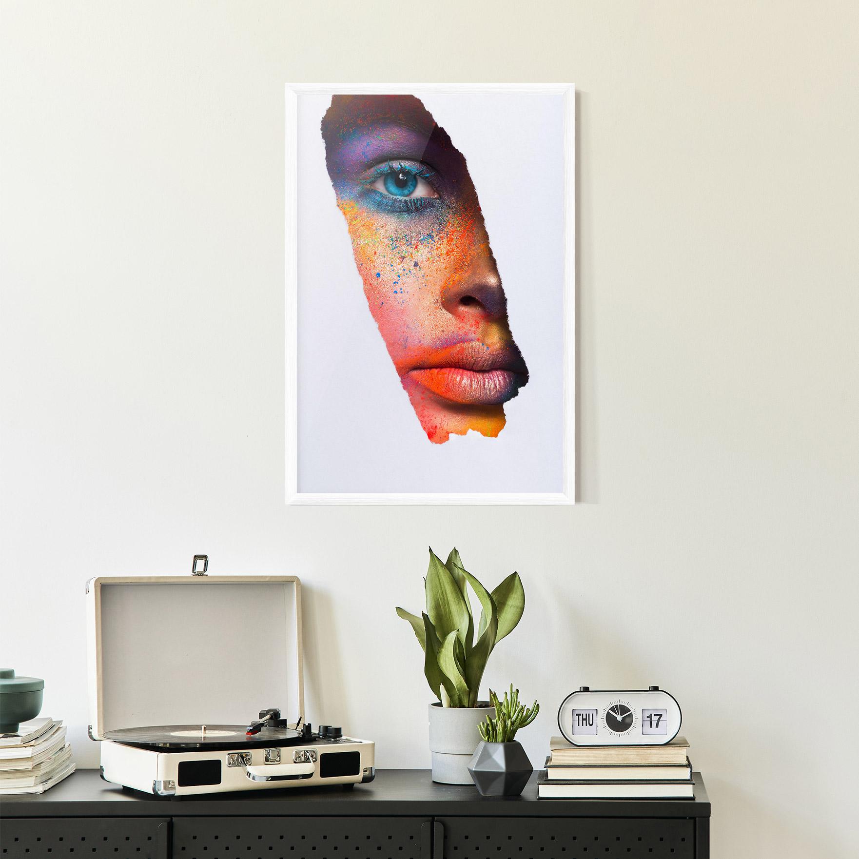 Gerahmte Poster Blue Eyelashes Makeup mockup 2