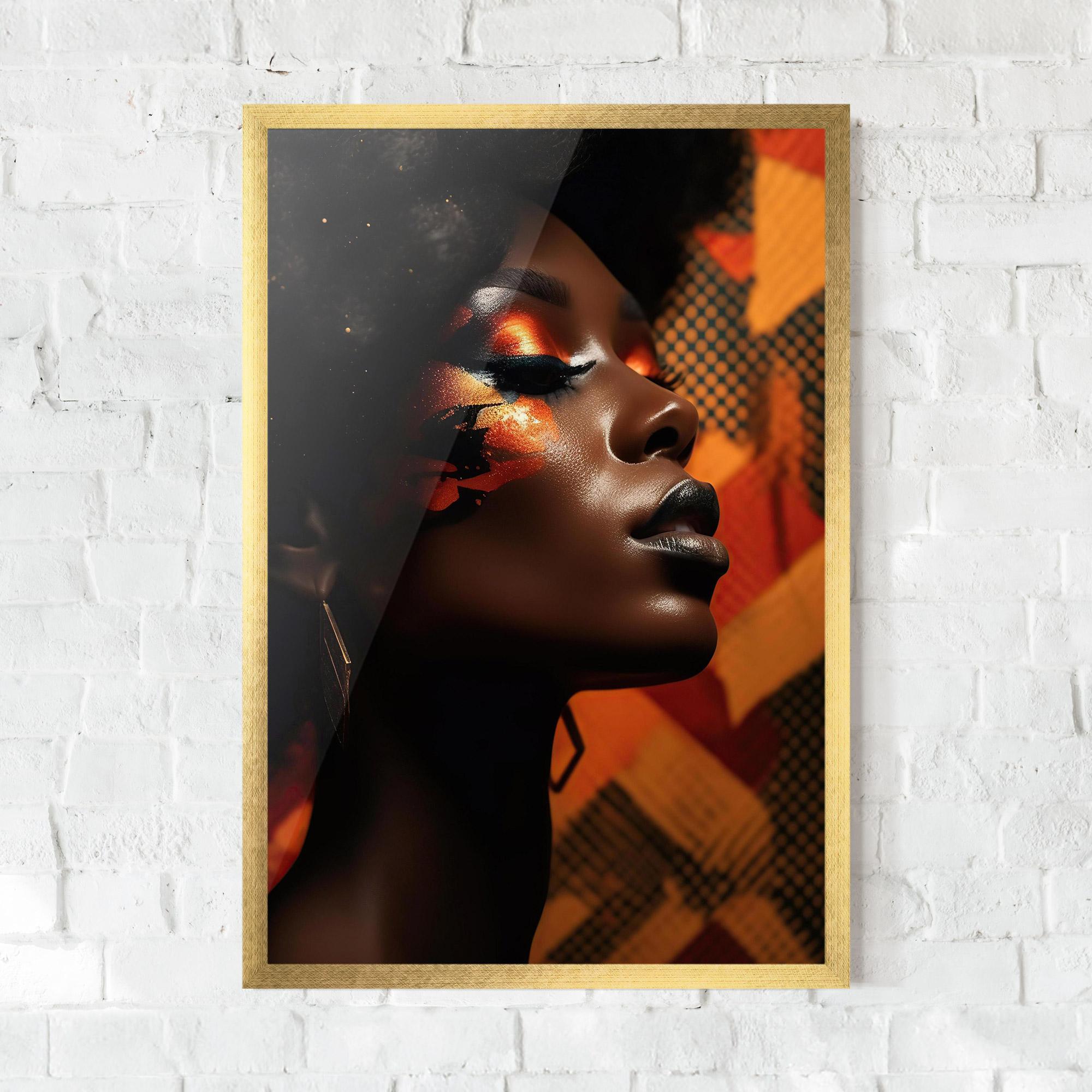 Gerahmte Poster Orange African Makeup mockup 0