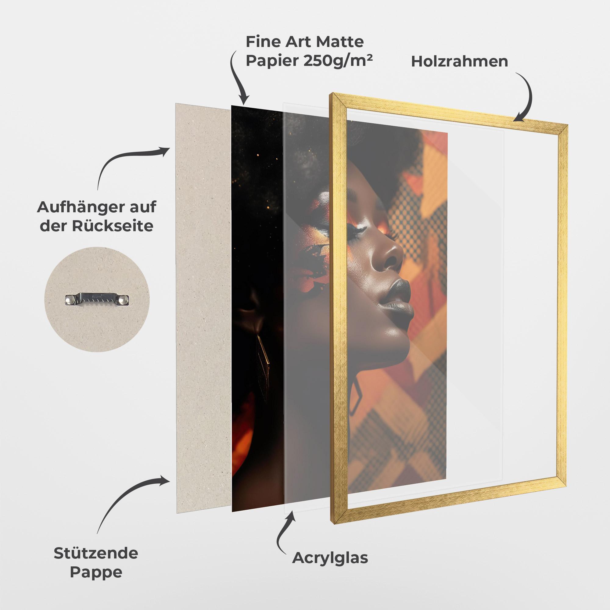 Gerahmte Poster Orange African Makeup mockup 1