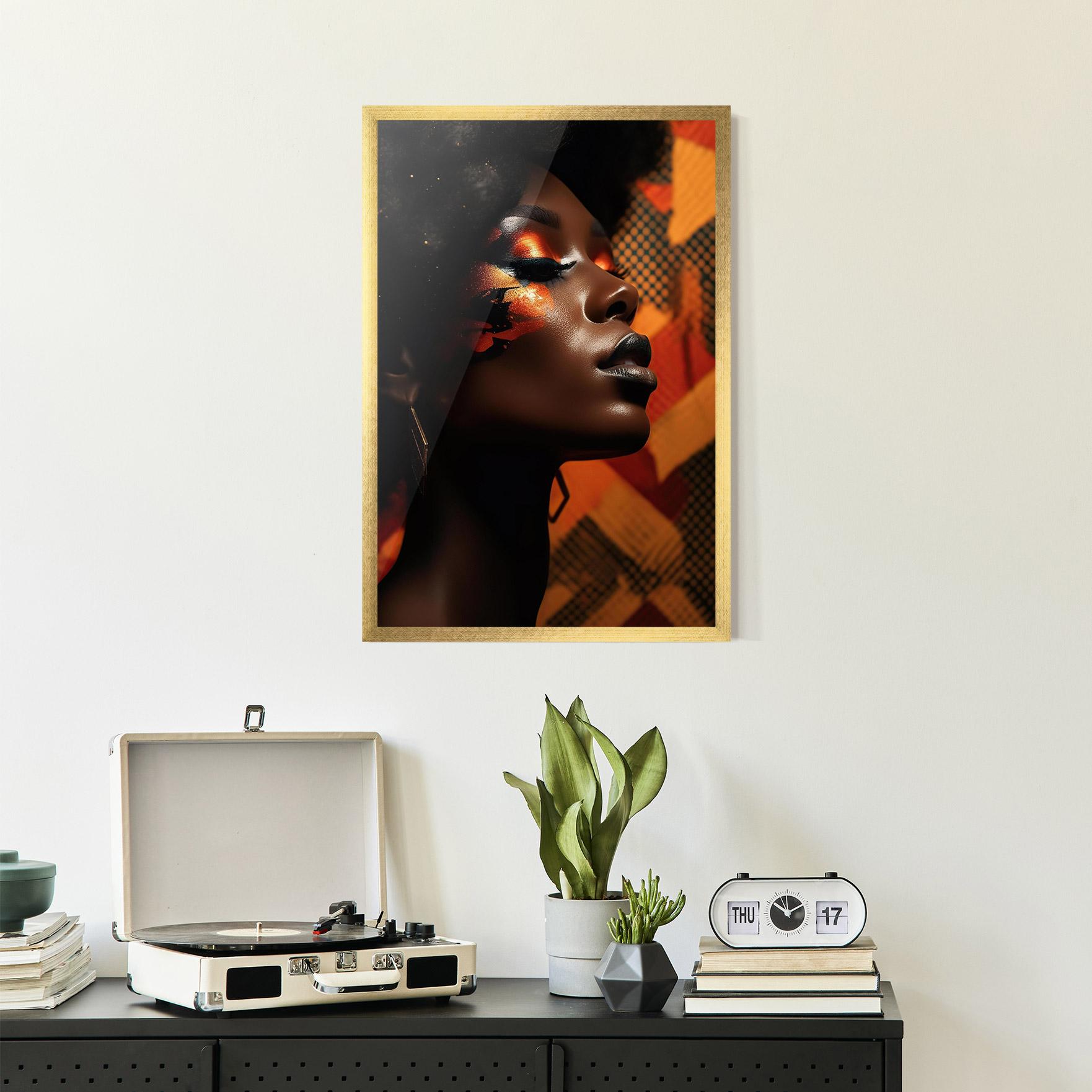 Gerahmte Poster Orange African Makeup mockup 2