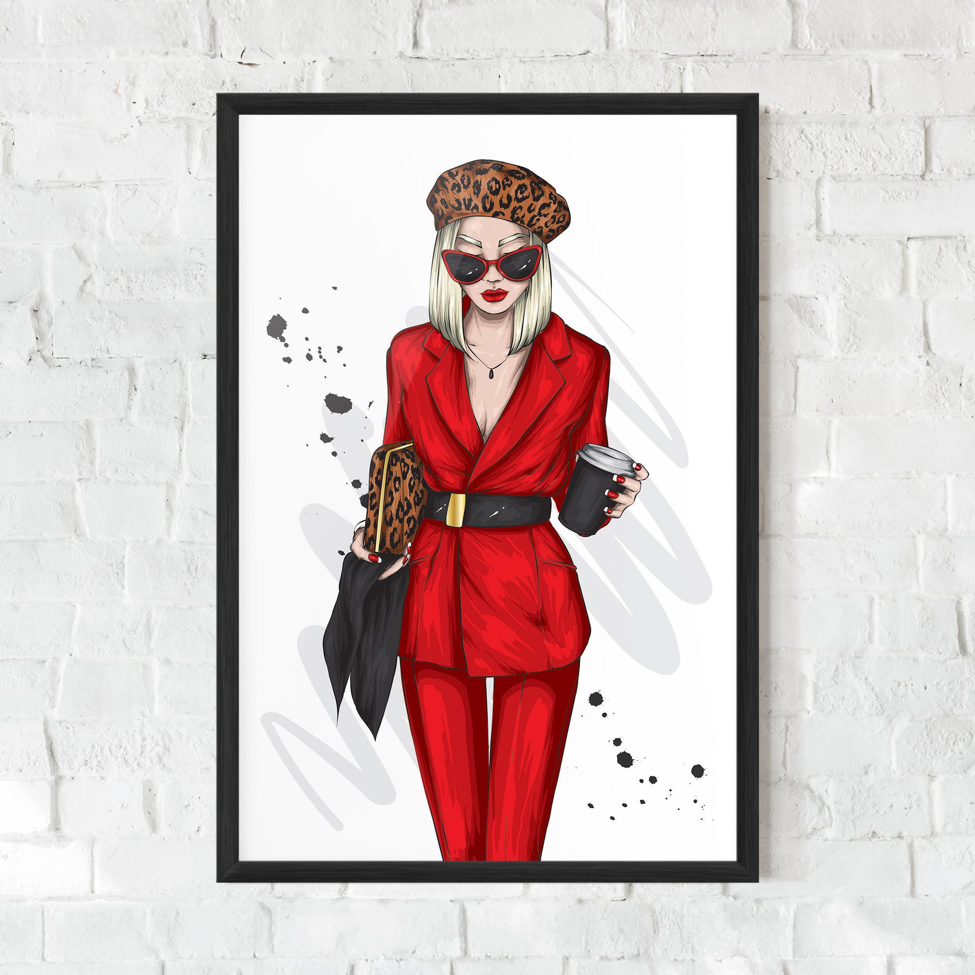 Gerahmte Poster Red Suit Woman mockup 0
