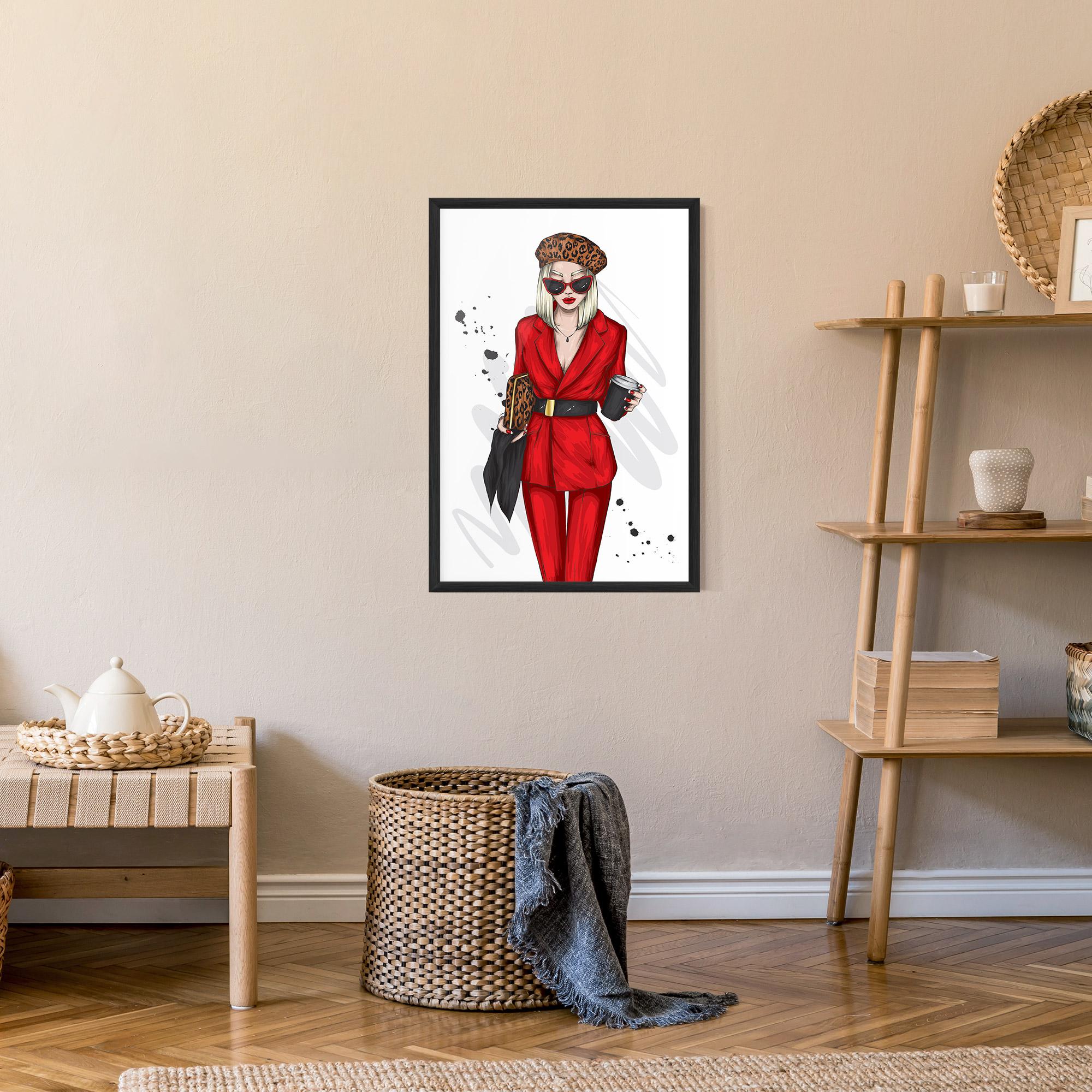 Gerahmte Poster Red Suit Woman mockup 9