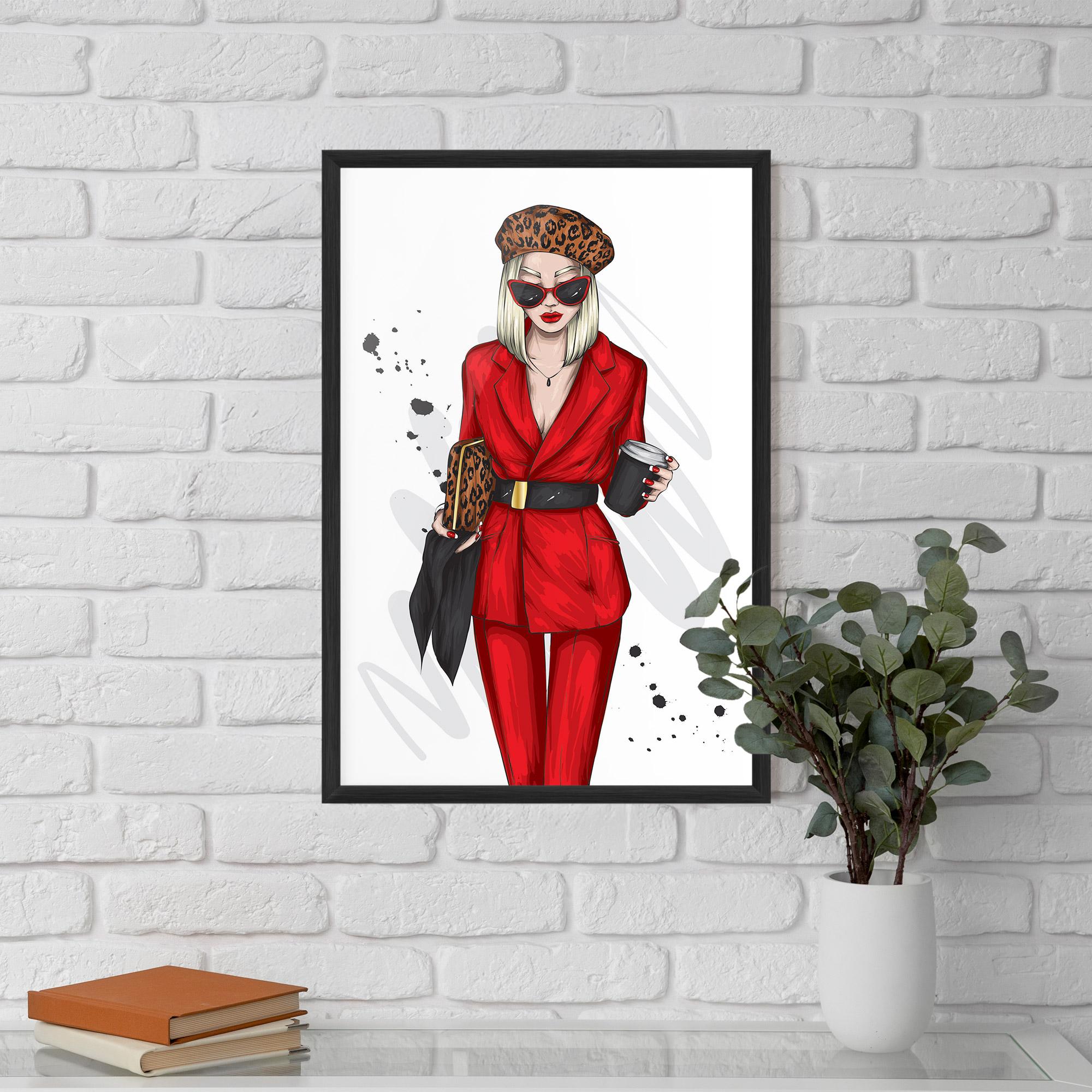 Gerahmte Poster Red Suit Woman mockup 5