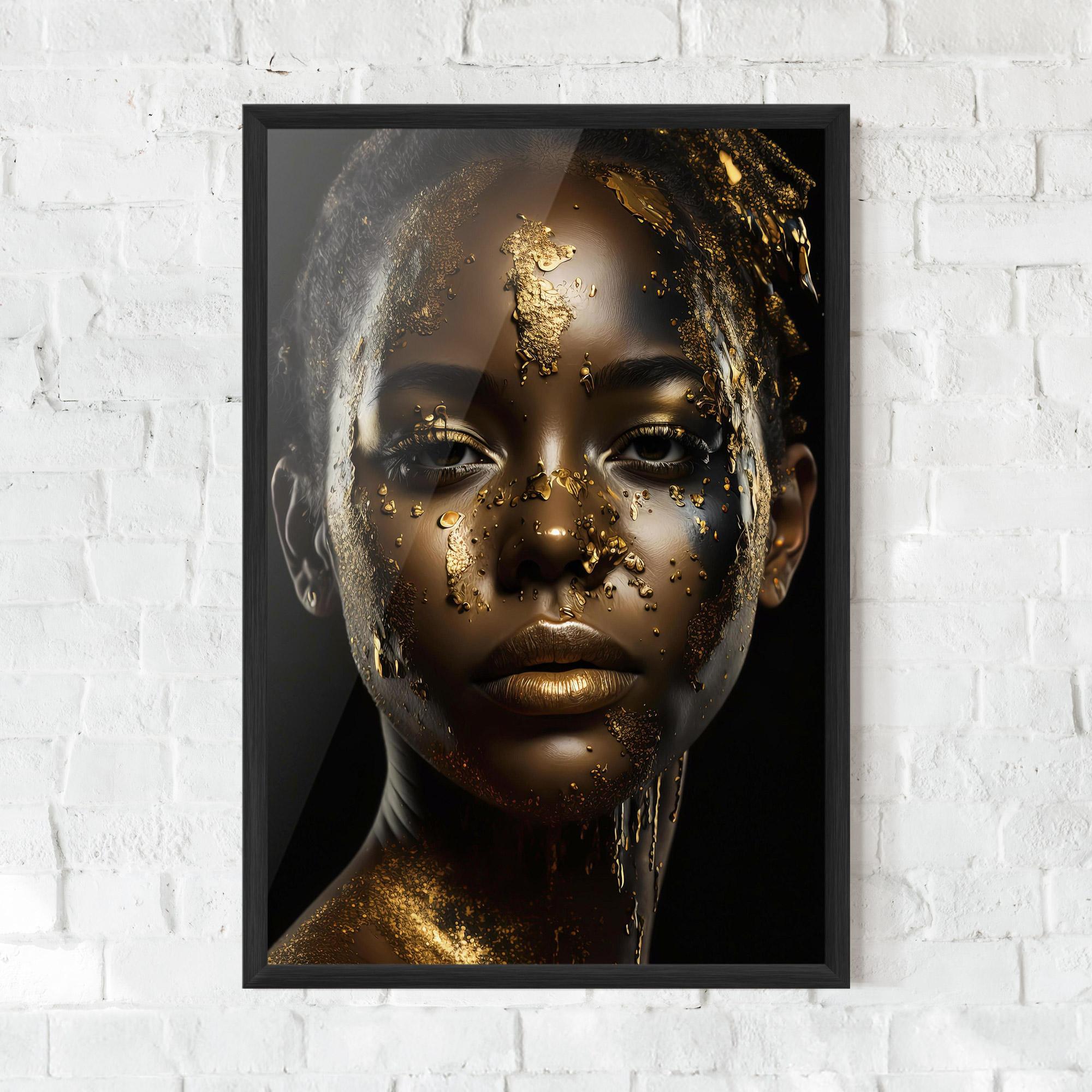 Gerahmte Poster Attractive Gold Woman mockup 0
