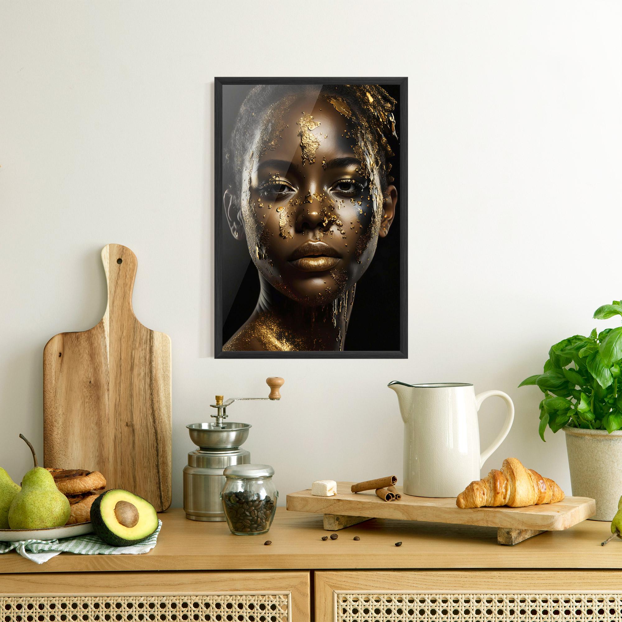 Gerahmte Poster Attractive Gold Woman mockup 8