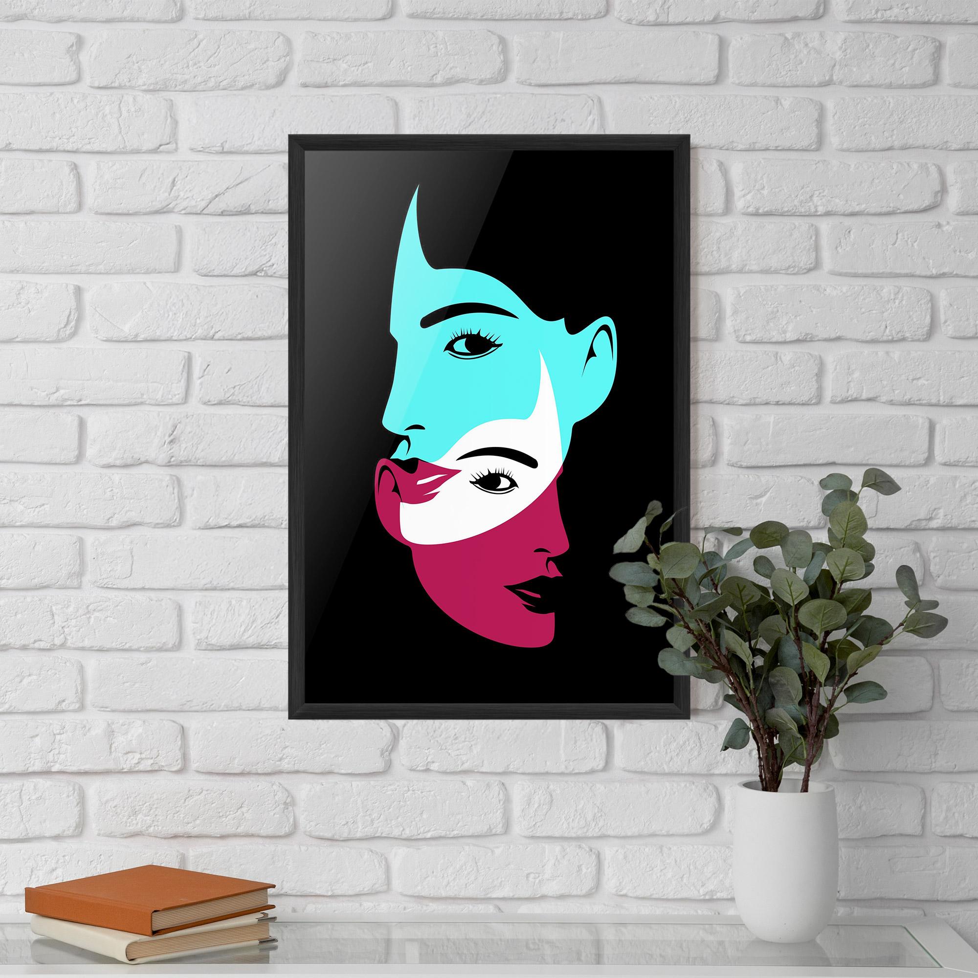 Gerahmte Poster Blue Pink Women mockup 5