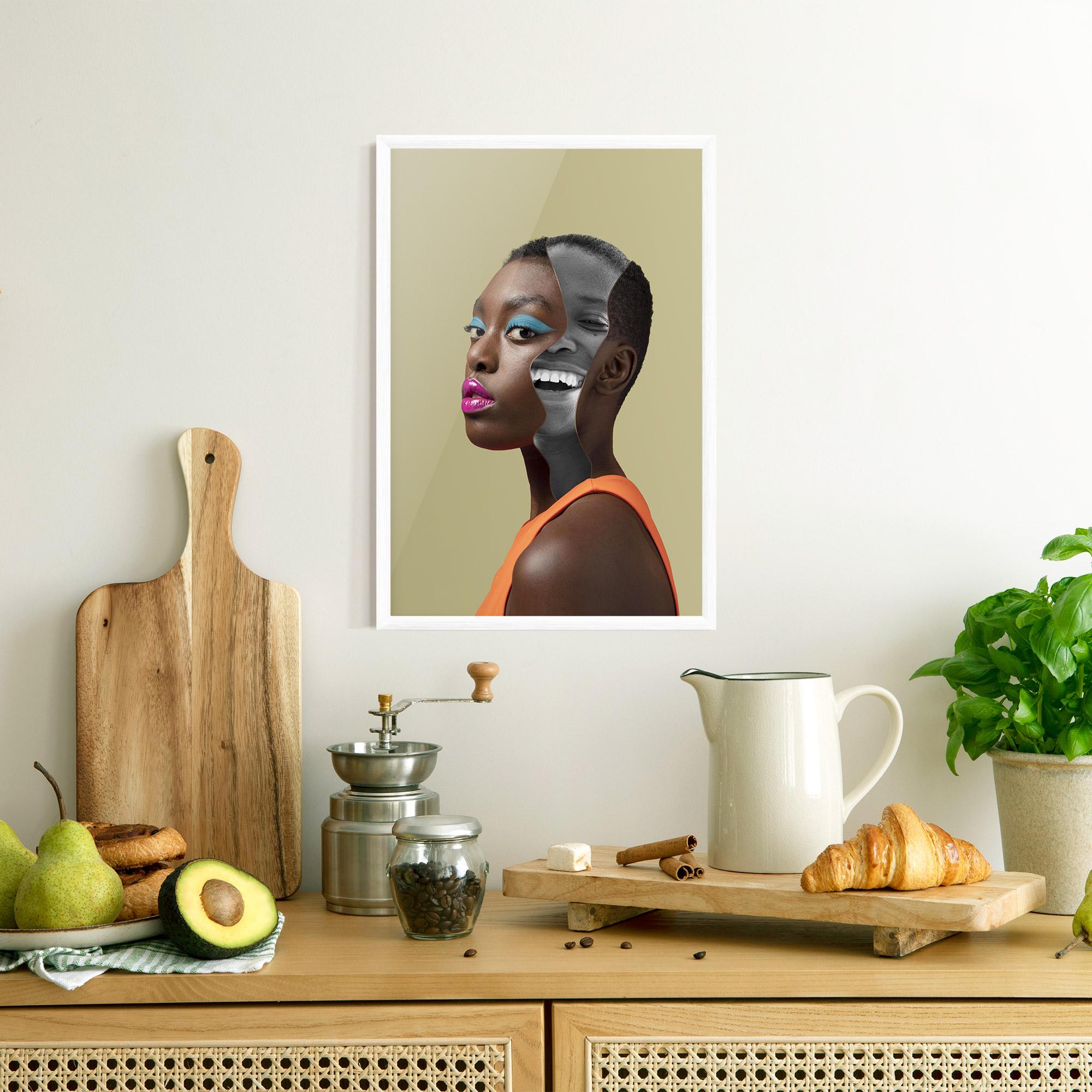 Gerahmte Poster American Woman Collage mockup 8