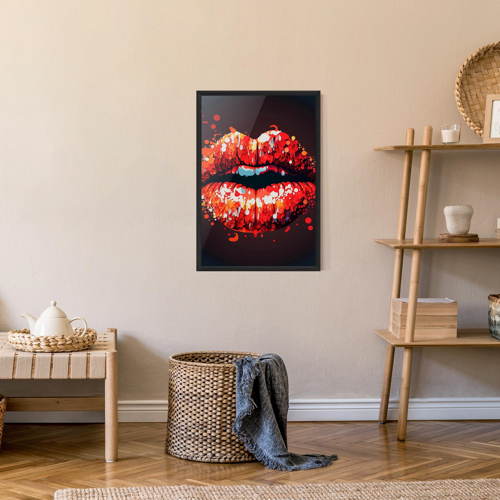 Gerahmte Poster Red Lips With Word Lips It mockup 9