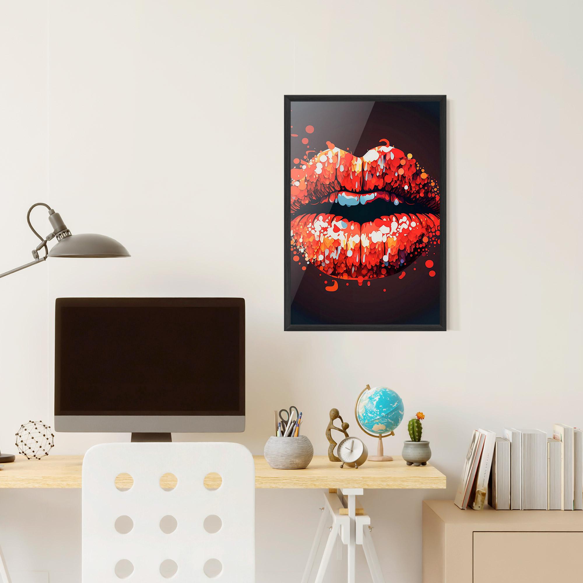 Gerahmte Poster Red Lips With Word Lips It mockup 6