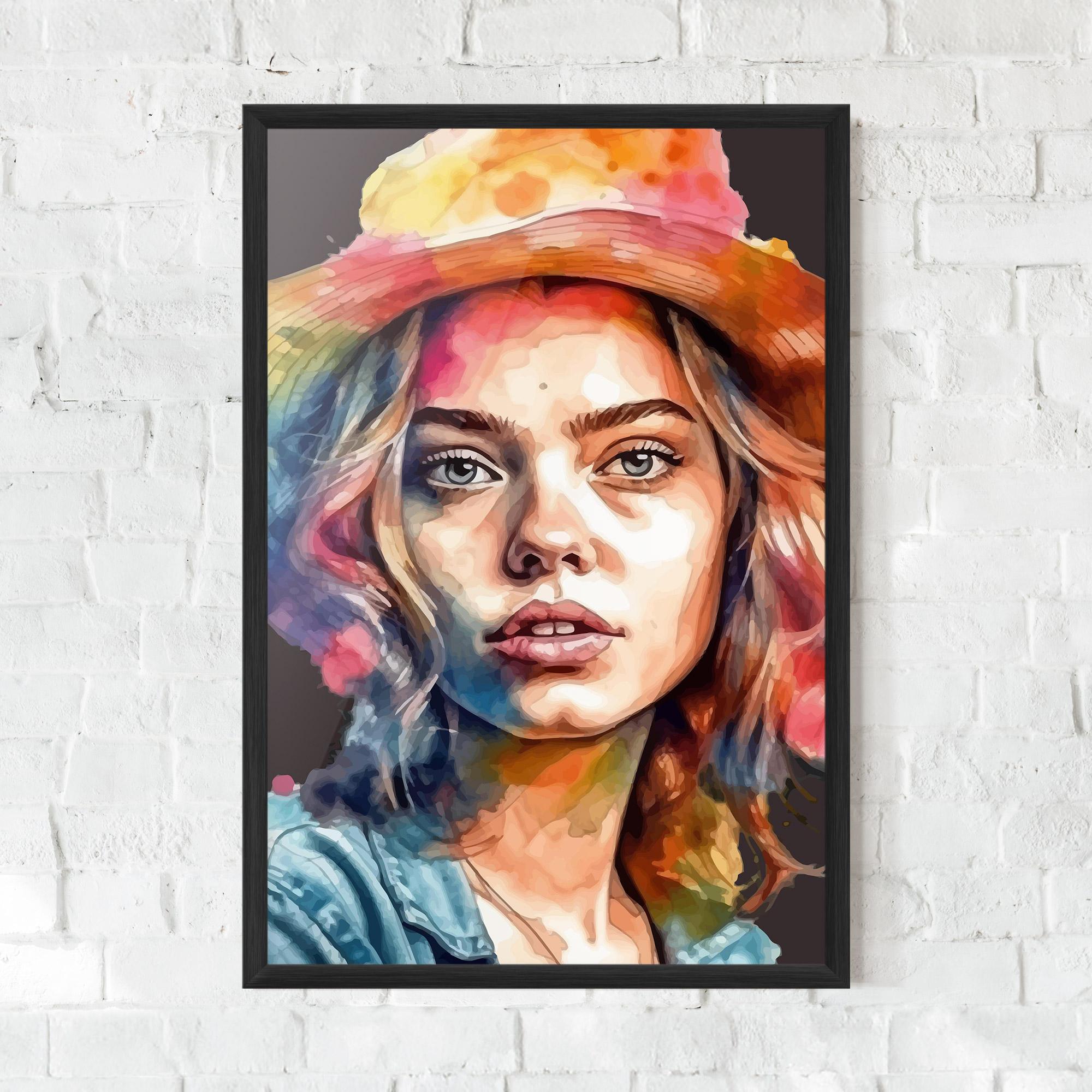 Gerahmte Poster Hat Portrait Girl mockup 0