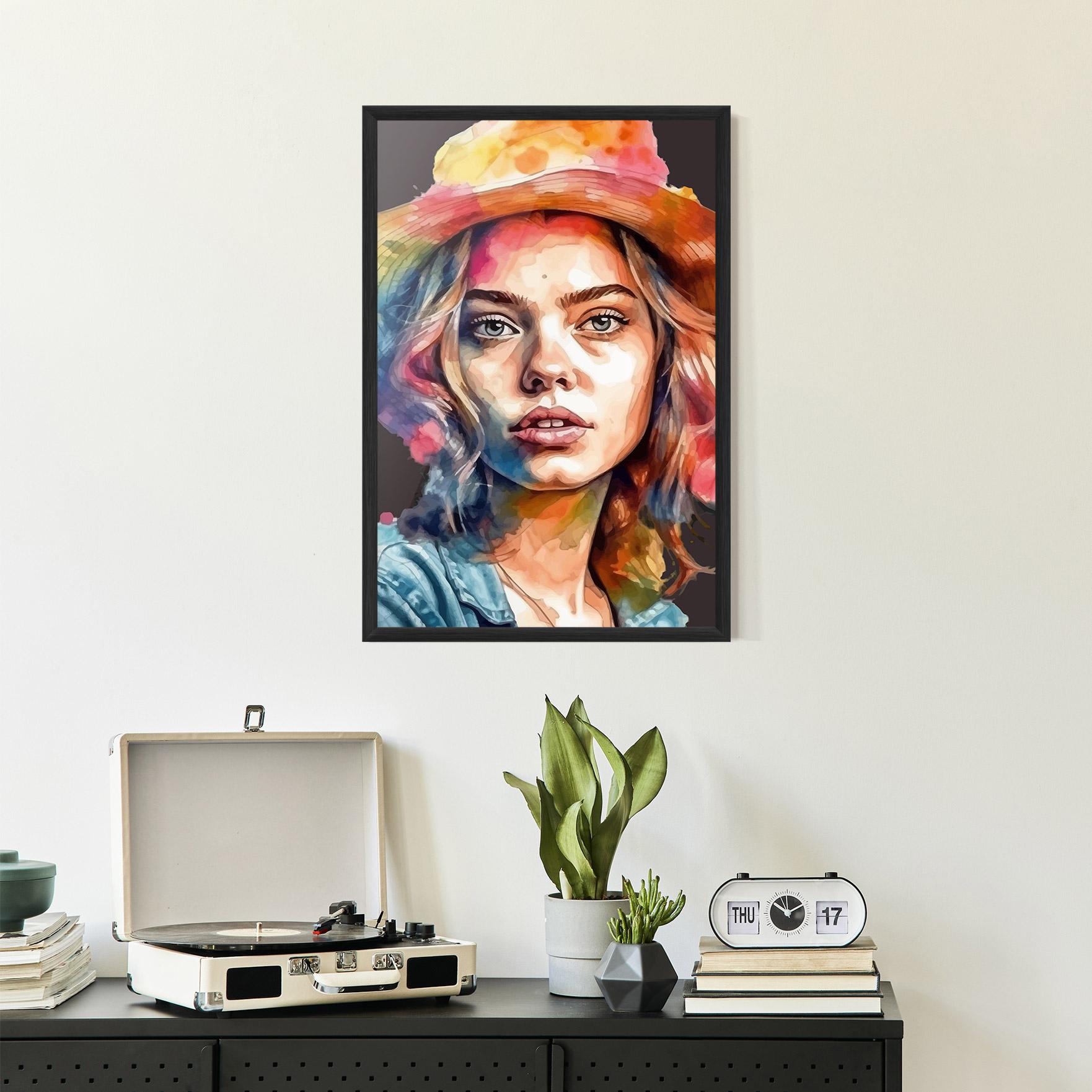 Gerahmte Poster Hat Portrait Girl mockup 2