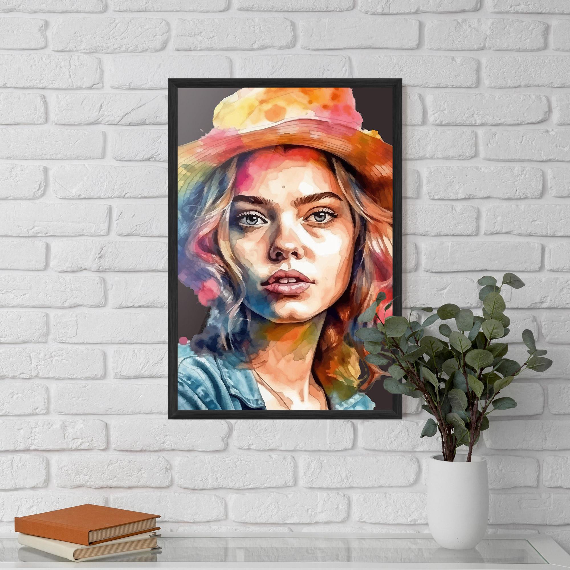 Gerahmte Poster Hat Portrait Girl mockup 5