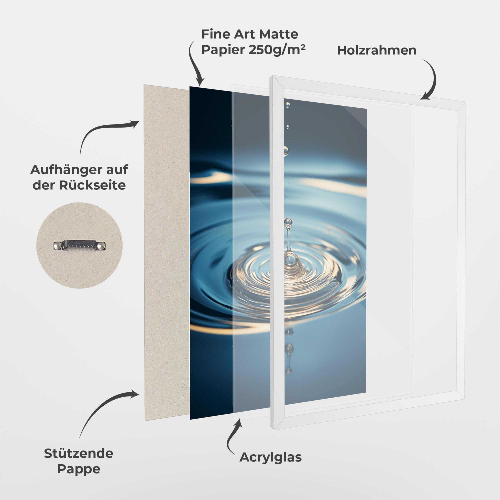 Gerahmte Poster Cream Water Drop mockup 1