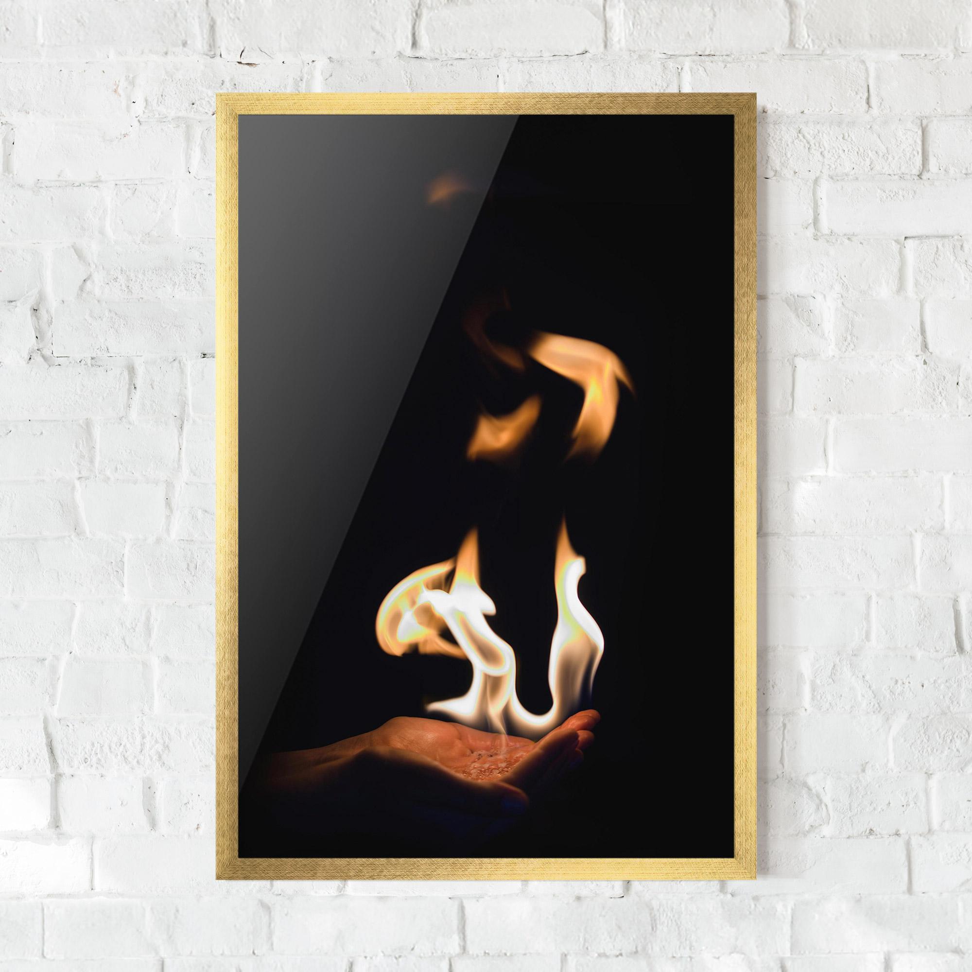 Gerahmte Poster White Orange Fire mockup 0