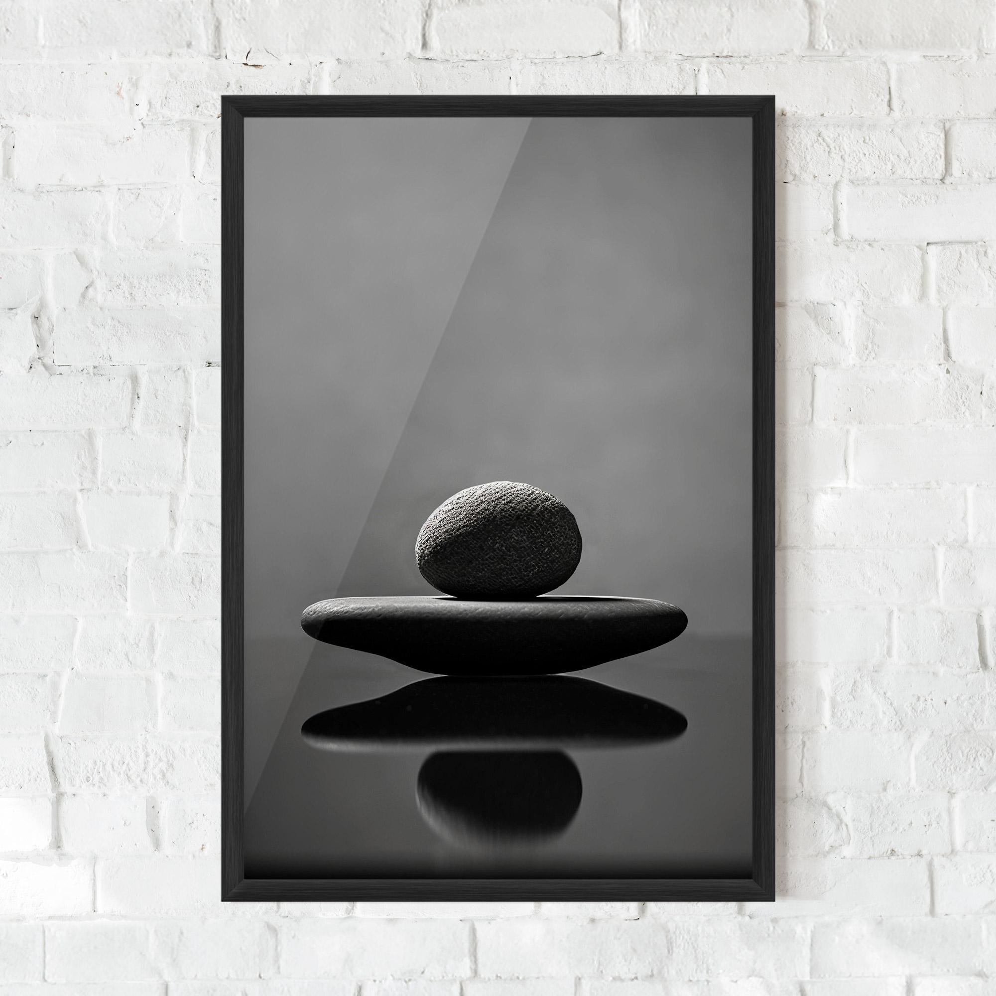 Gerahmte Poster Minimalistic Zen Stone mockup 0