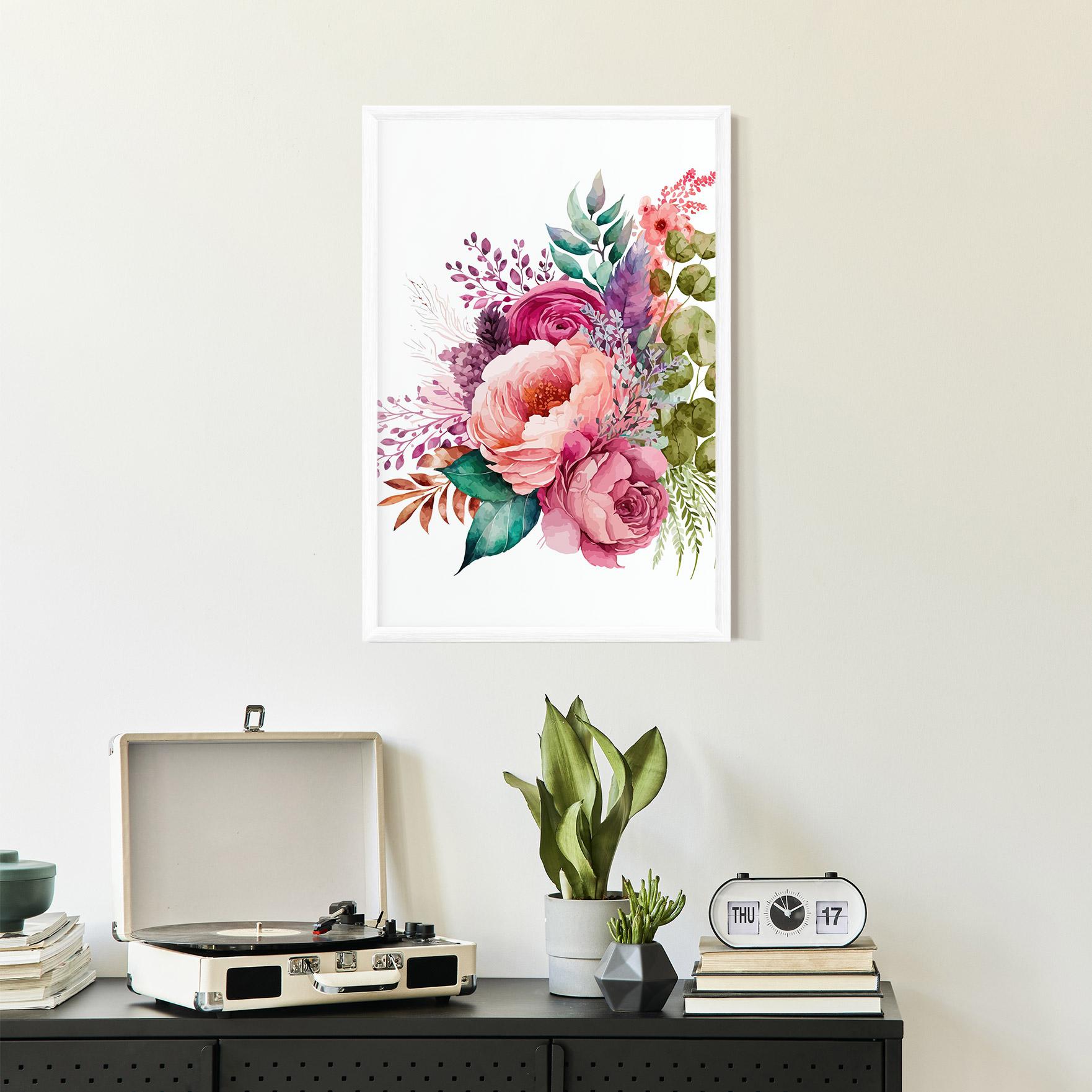 Gerahmte Poster Bouquet Of Pink Roses mockup 2