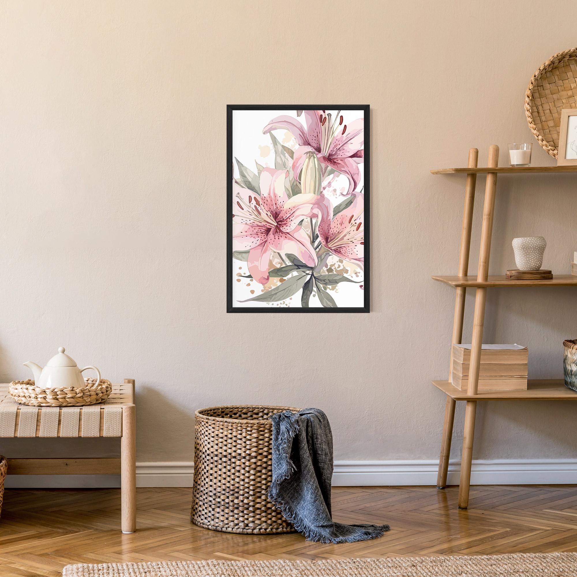 Gerahmte Poster Light Pink Lily Art mockup 9