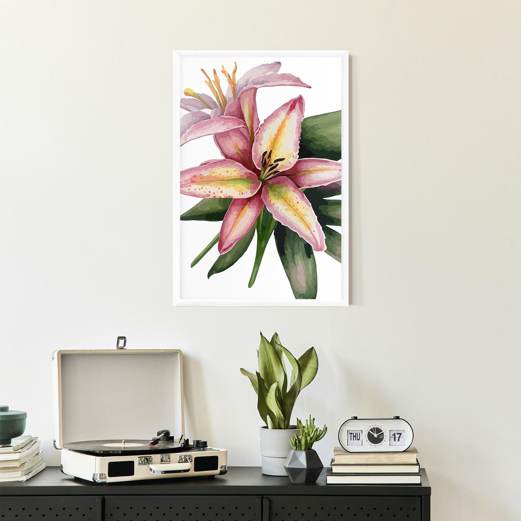 Gerahmte Poster Lily Pretty Pink mockup 2