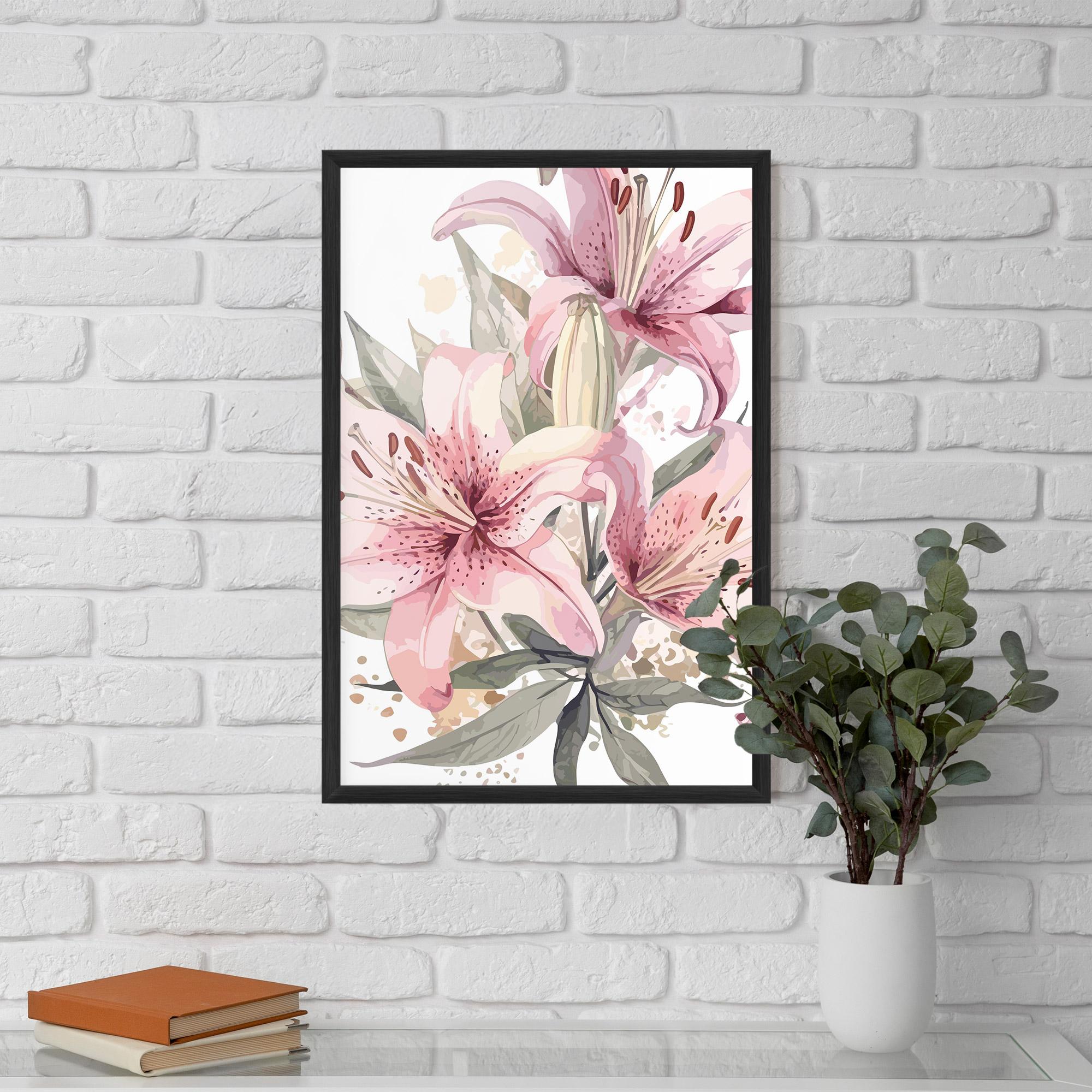 Gerahmte Poster Light Pink Lily Art mockup 5