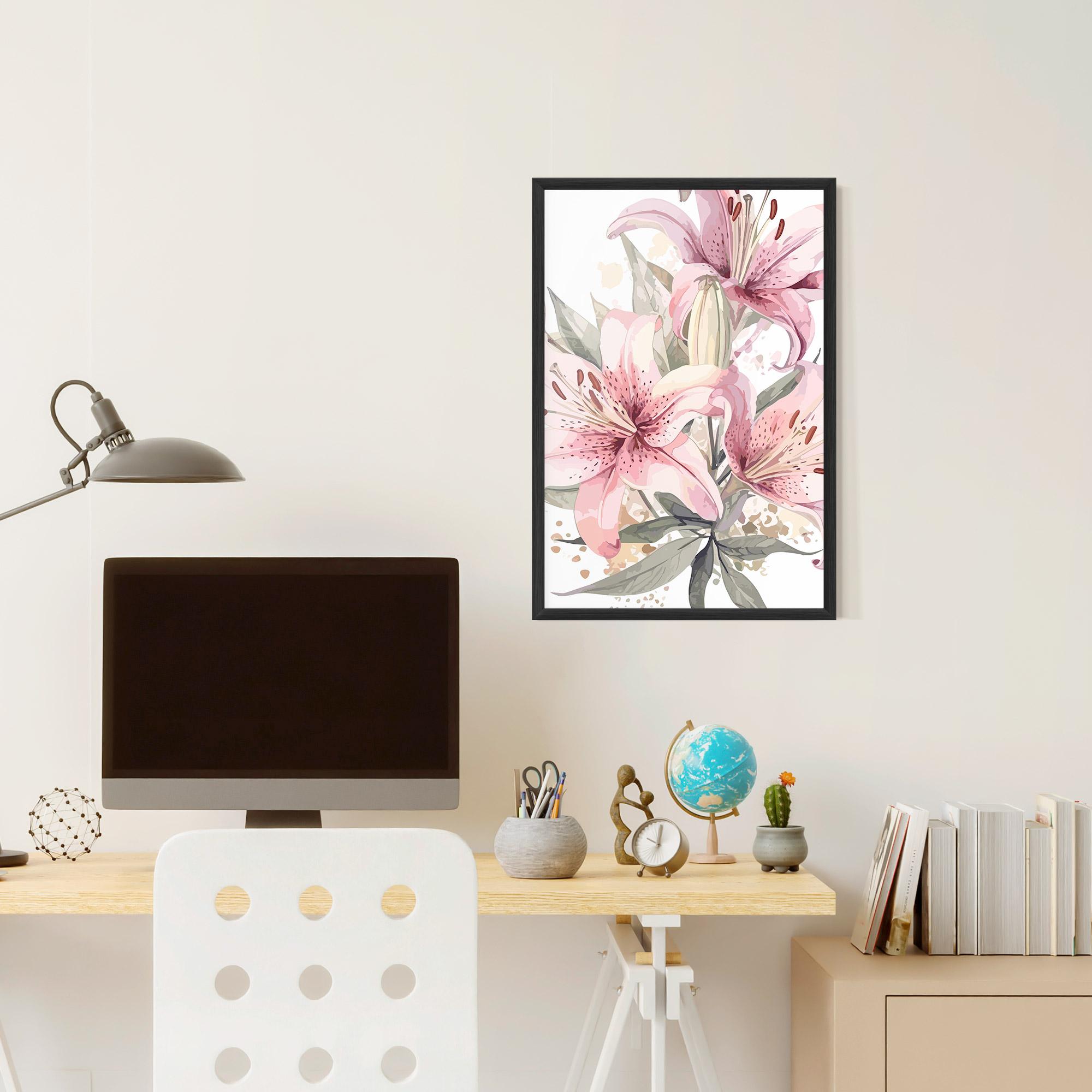 Gerahmte Poster Light Pink Lily Art mockup 6