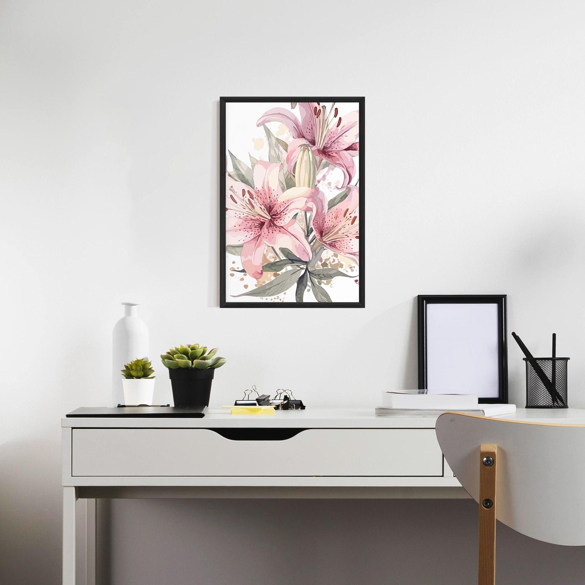Gerahmte Poster Light Pink Lily Art mockup 7