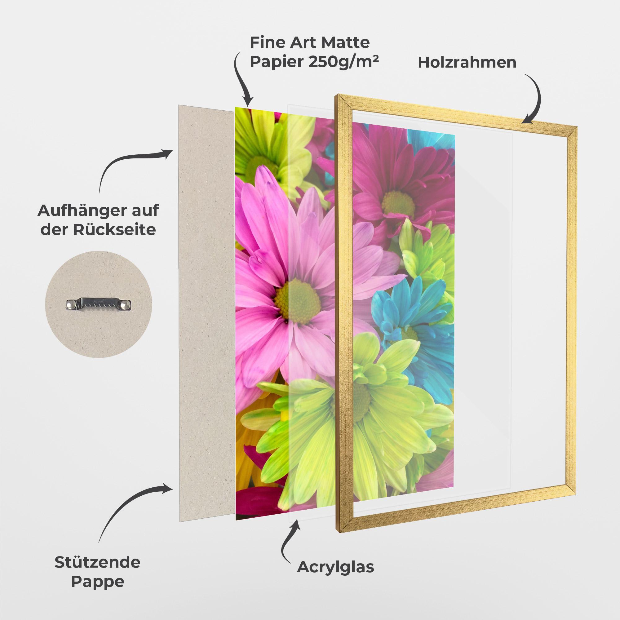 Gerahmte Poster Three Shades Of Flower mockup 1