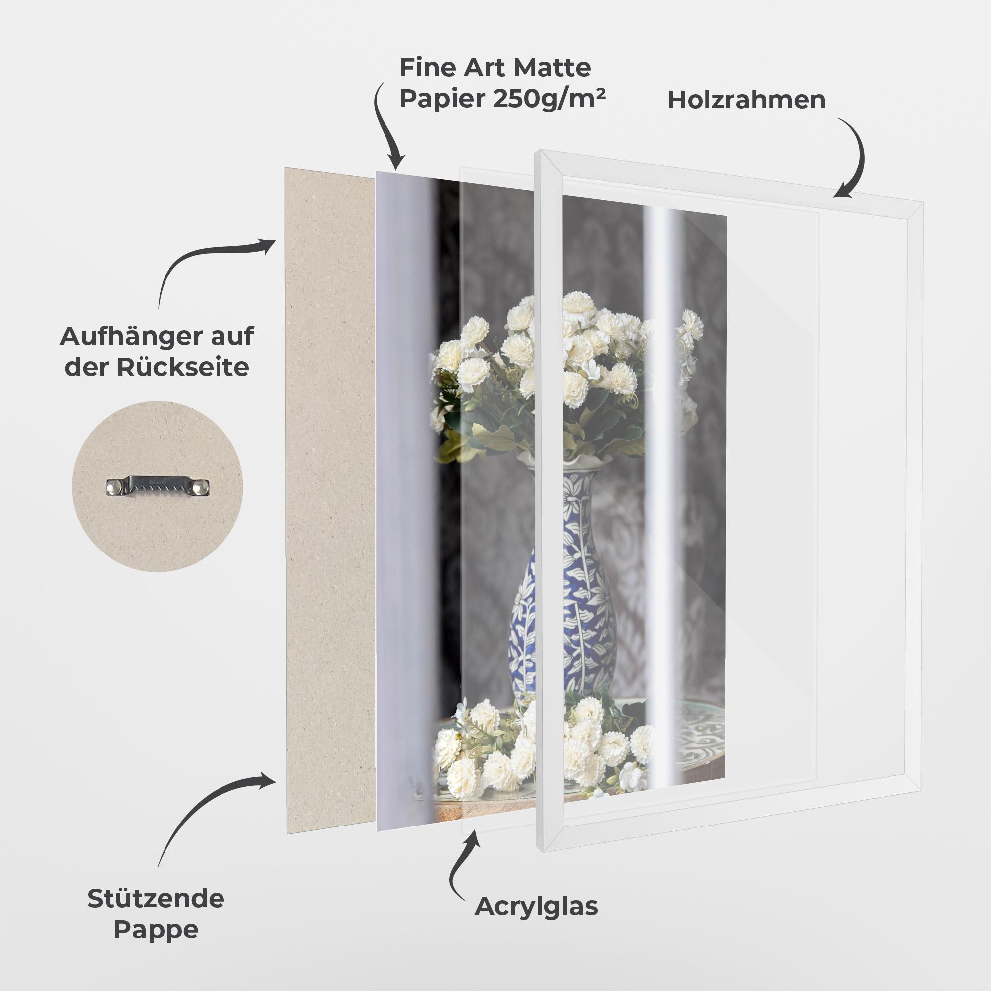 Gerahmte Poster Blue Patern Vase mockup 1