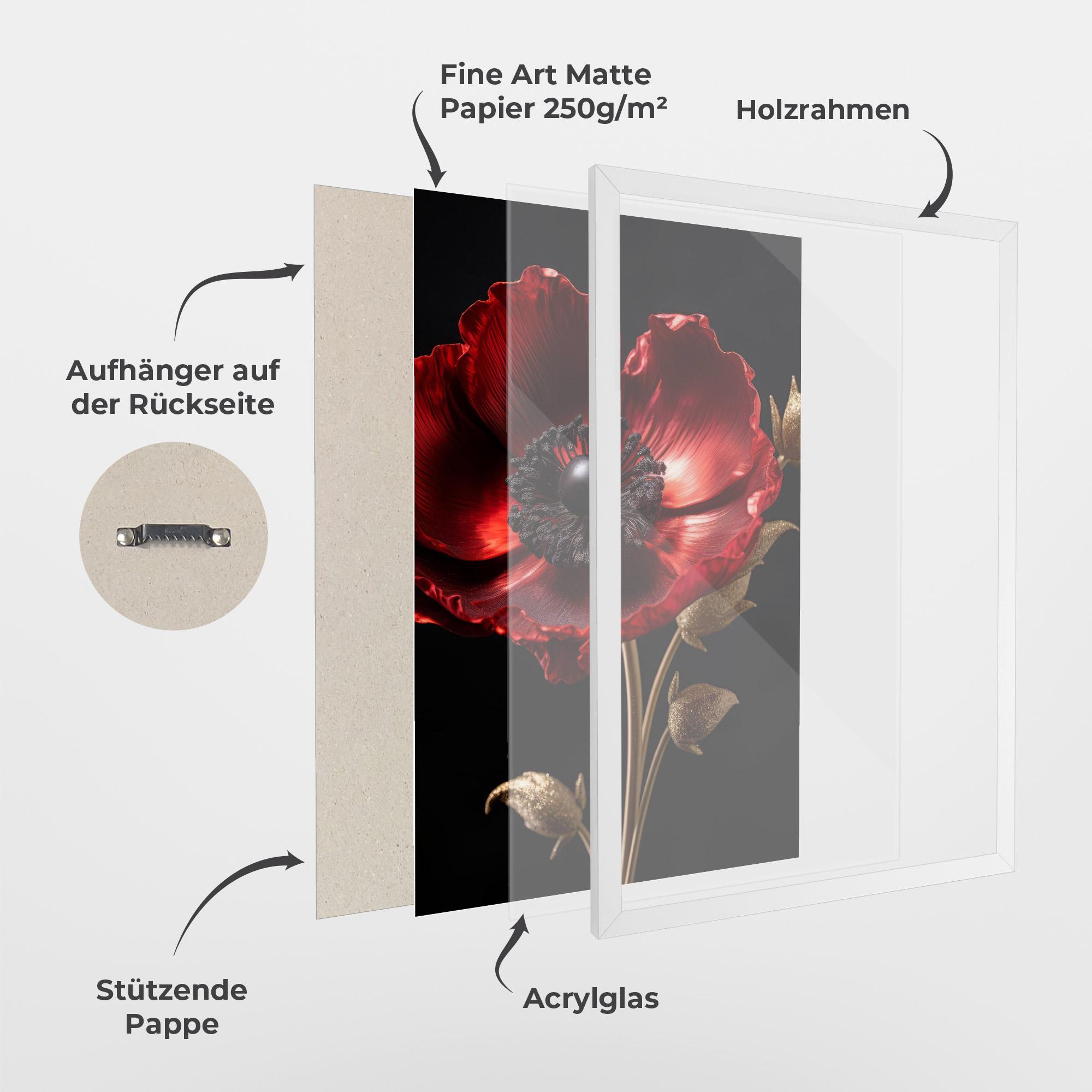 Gerahmte Poster Dark Red Poppy mockup 1